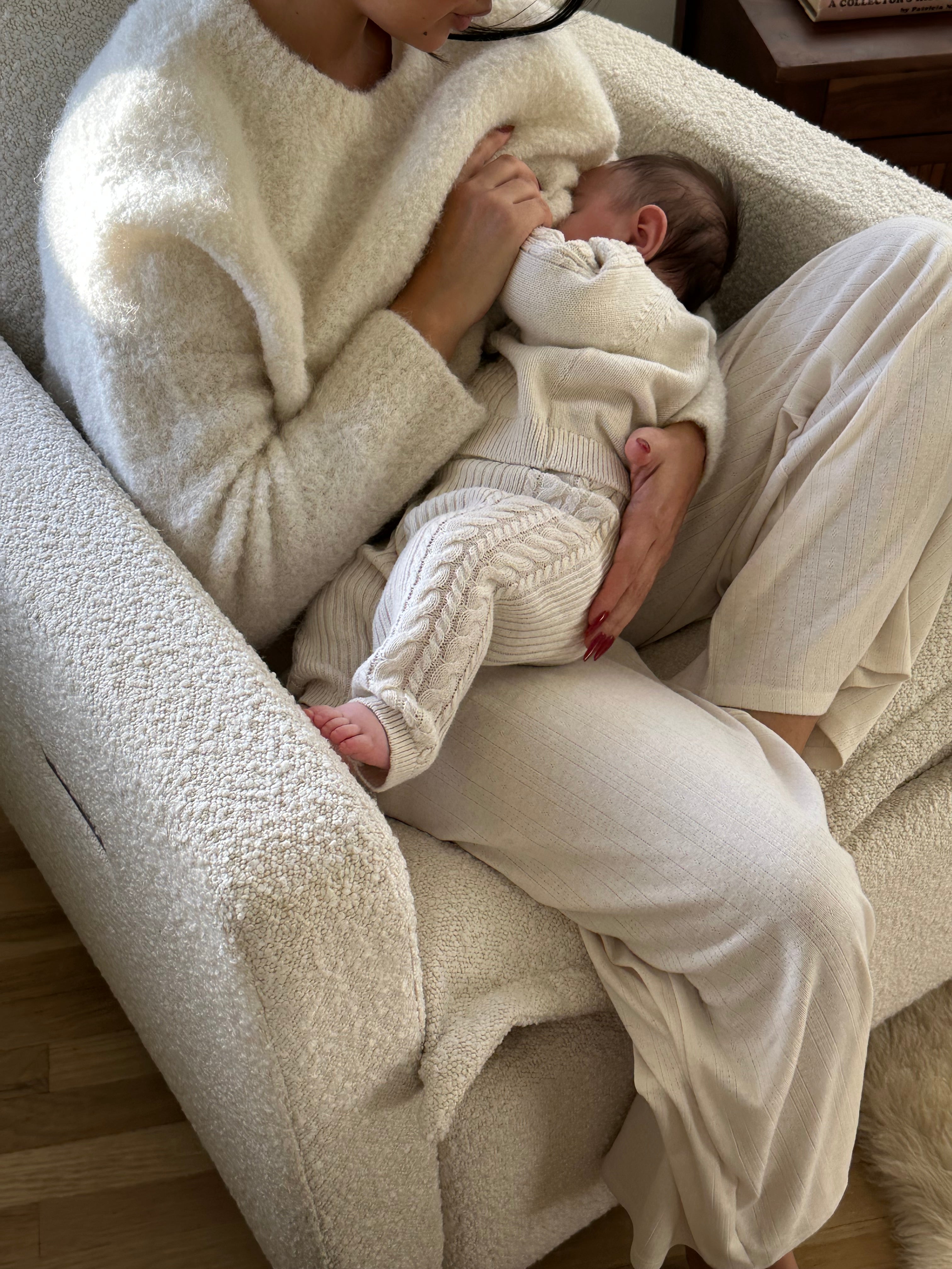 Flynn – Gliding Swivel Nursery Recliner - High Performance Bouclé Oyster