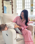 Flynn – Gliding Swivel Nursery Recliner - High Performance Bouclé Oyster