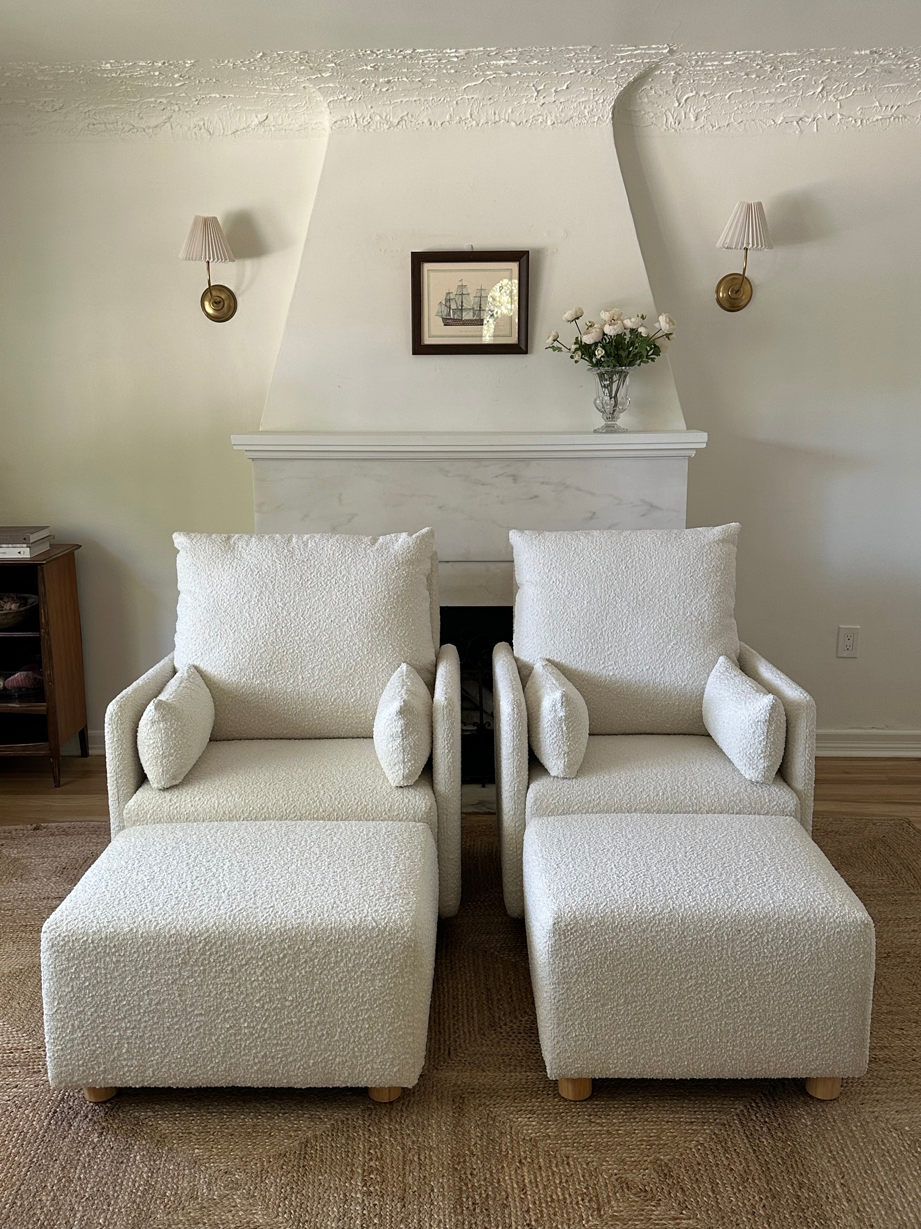 Ollie Ottoman: a Chair and a Half - Stationary Rectangle Ottoman With Wood Legs