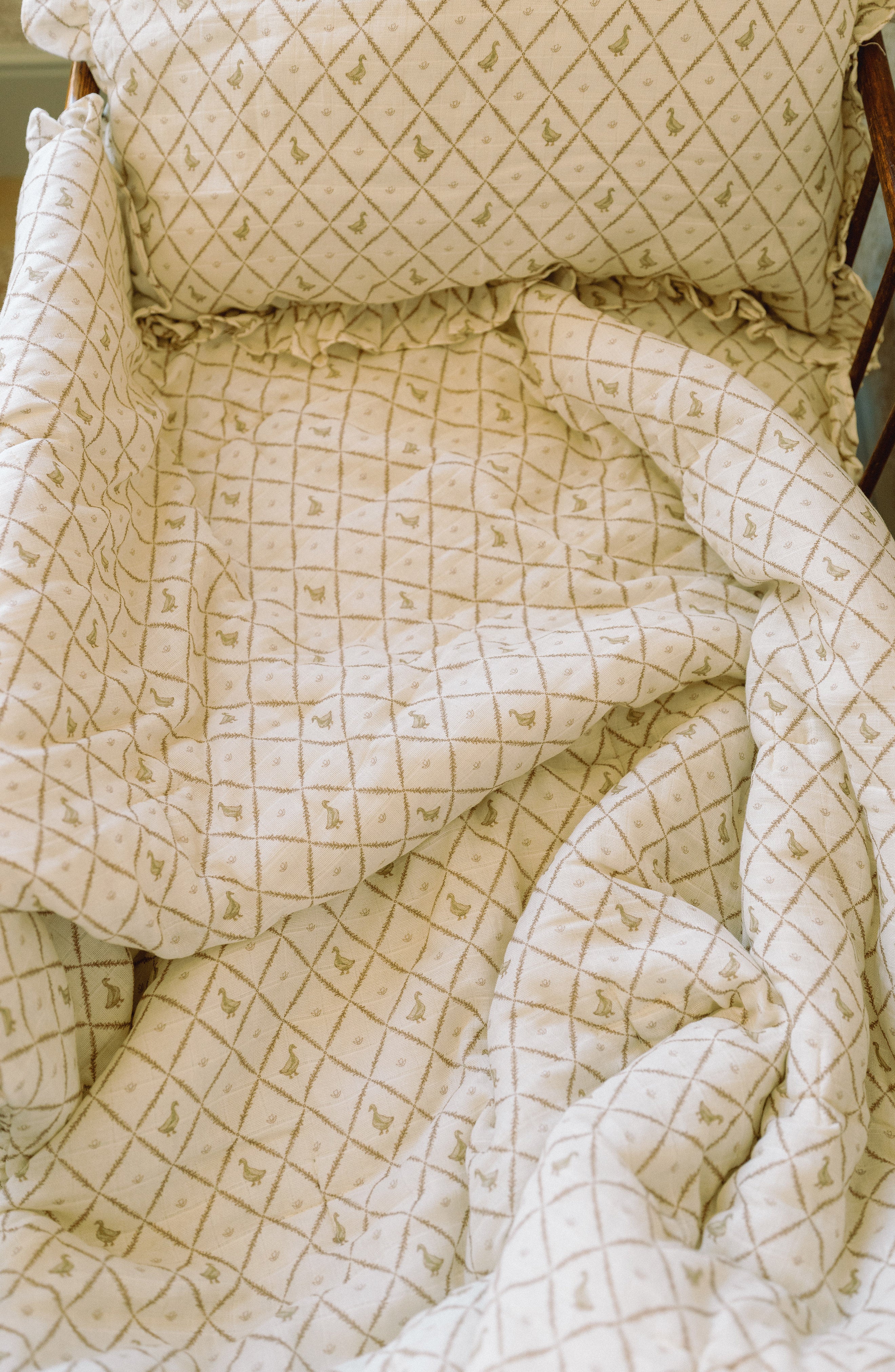 Butter Yellow Duck - Premium Muslin Crib Quilt & Sham Set