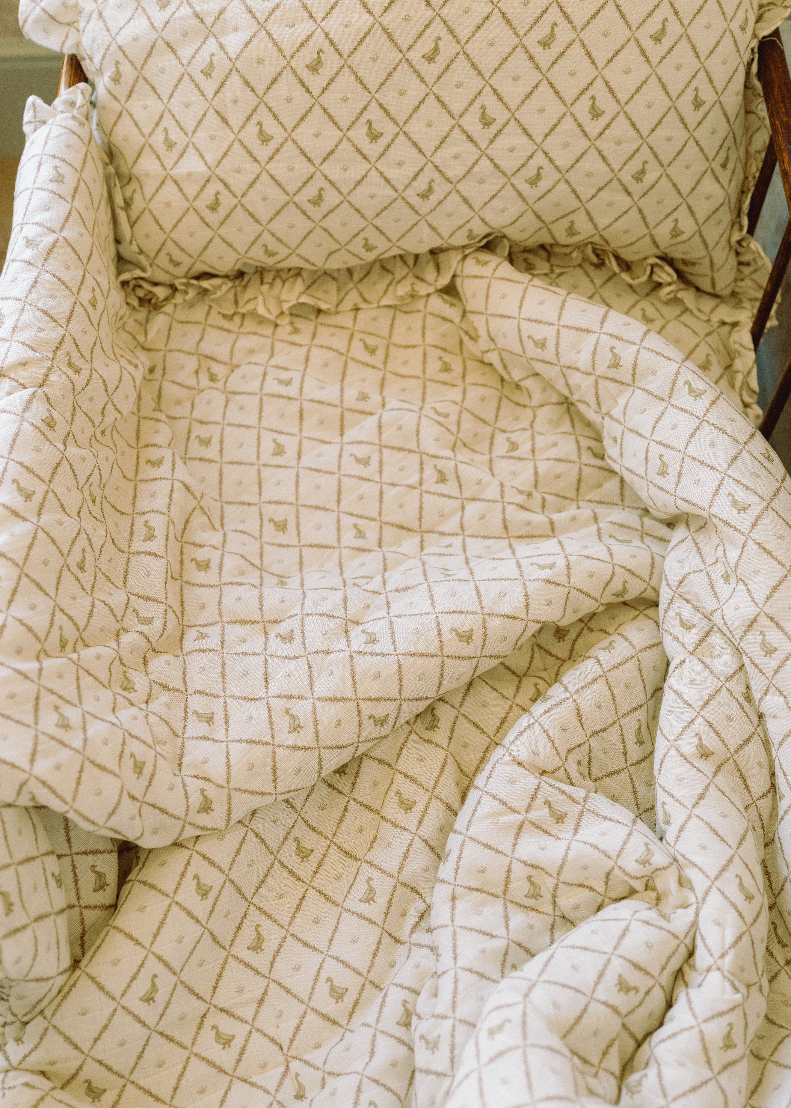 Butter Yellow Duck - Premium Muslin Crib Quilt & Sham Set