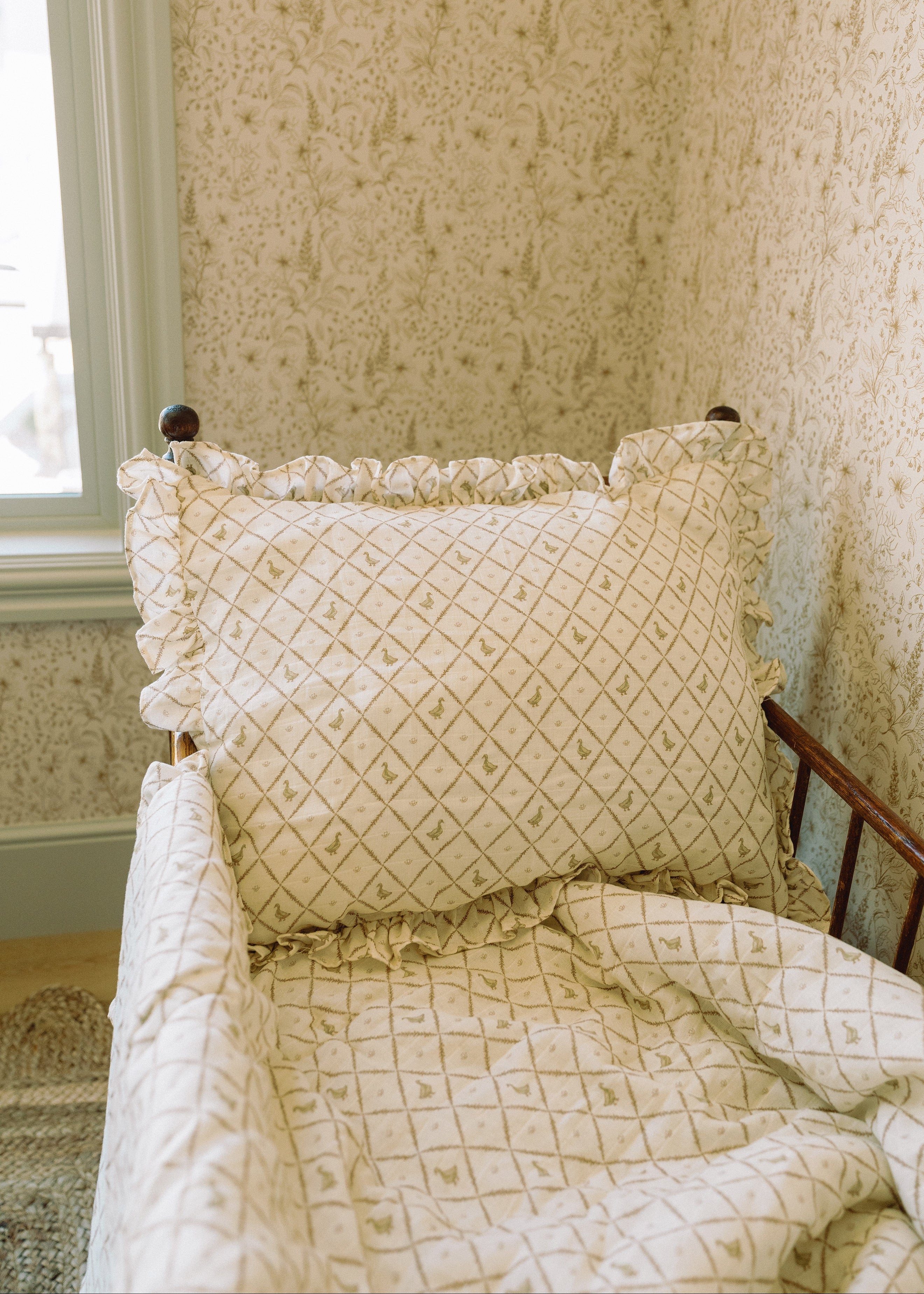 Butter Yellow Duck - Premium Muslin Crib Quilt & Sham Set