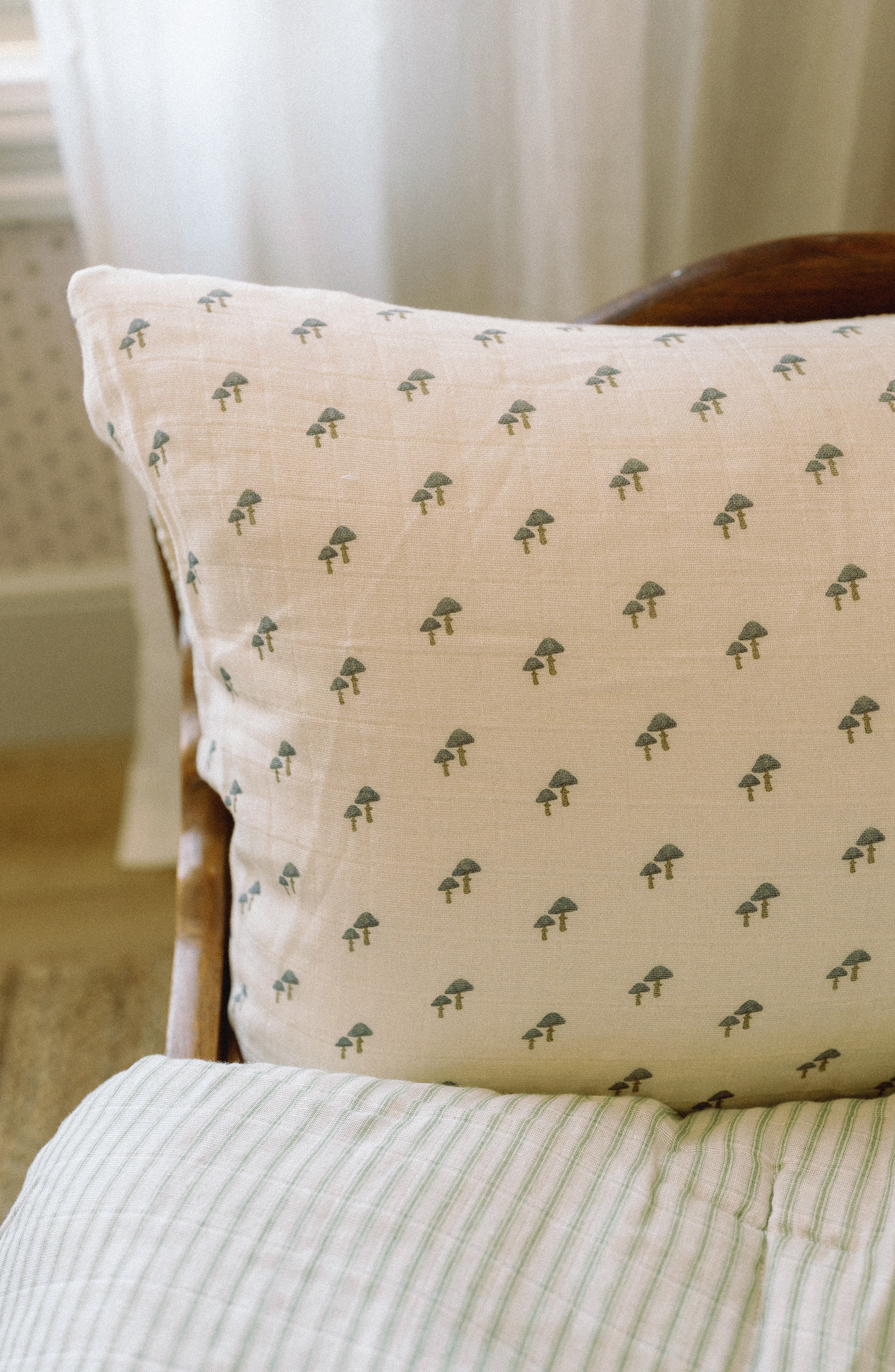 'Mushroom' - Premium Muslin Crib Quilt & Sham