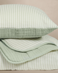 'Sea Moss' Sage Green Stripe - Premium Muslin Crib Quilt & Sham Set