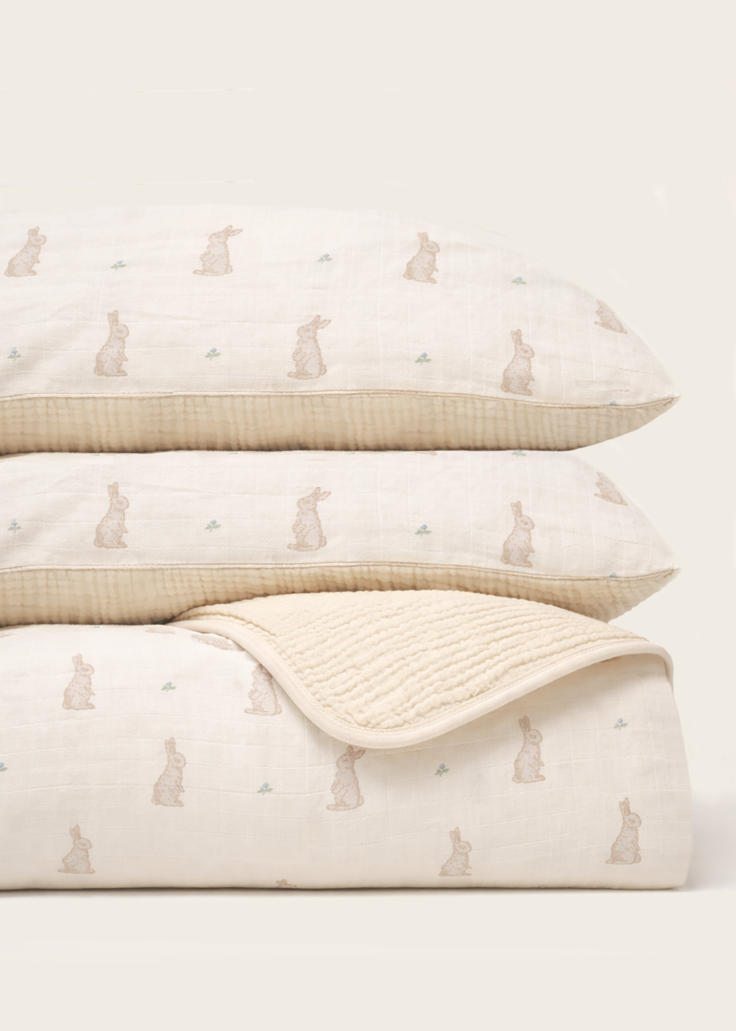 Bunny - Premium Muslin Crib Quilt & 2 Sham Set - IMPERFECT