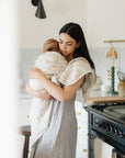 'Dainty Floral' & 'Sea Moss' Sage Green Stripe - Jersey Swaddle Set