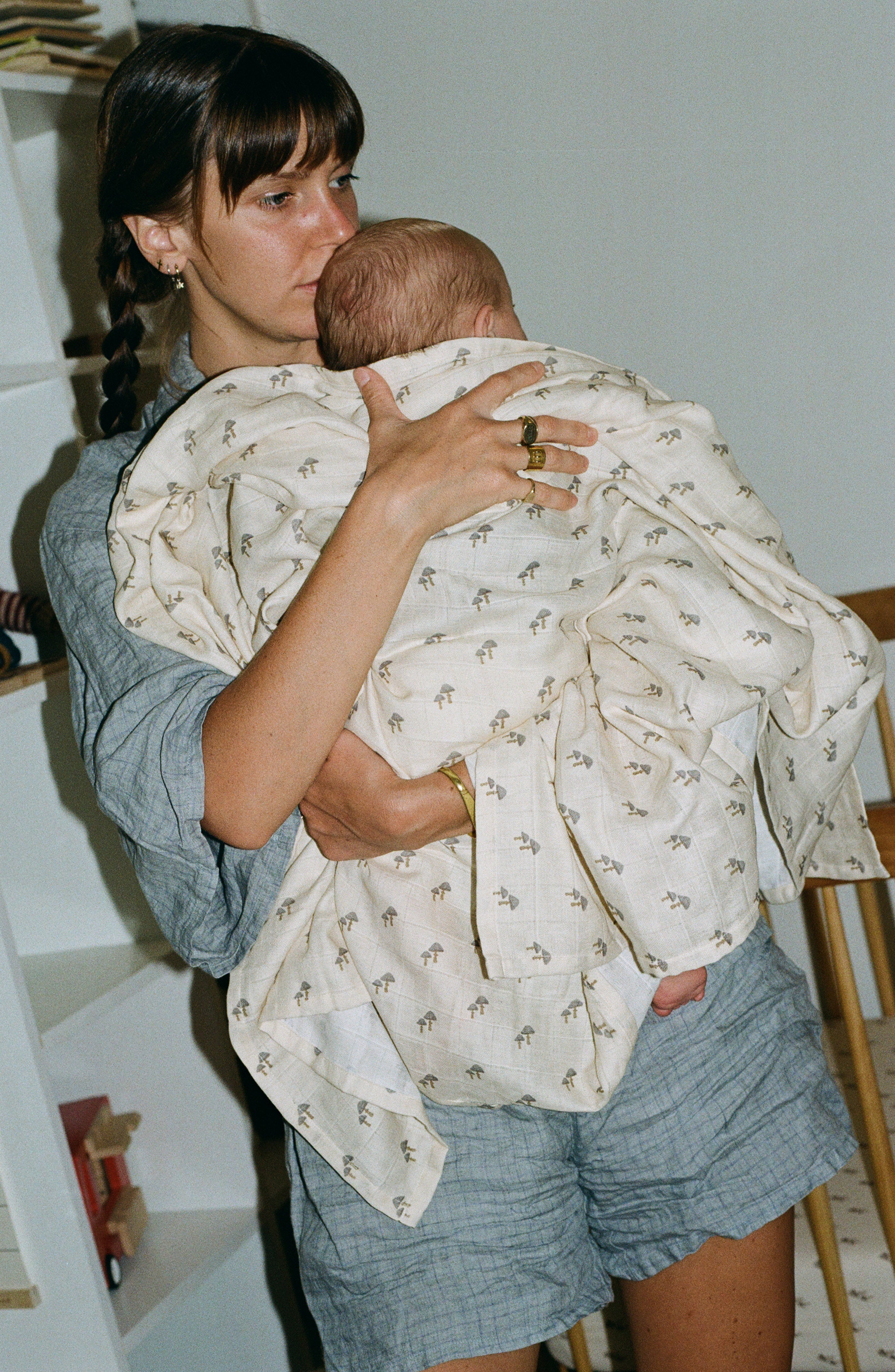 'Squirrel' & 'Mushroom' - Muslin Swaddle Blanket Set