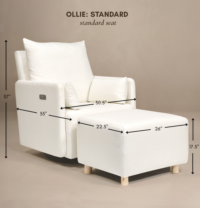 Ollie: Standard Size - Swivel Nursery Glider with Back Recline Feature
