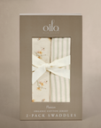 'Dainty Floral' & 'Sea Moss' Sage Green Stripe - Jersey Swaddle Set