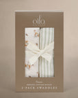 'Dainty Floral' & 'Sea Moss' Sage Green Stripe - Muslin Swaddle Blanket Set