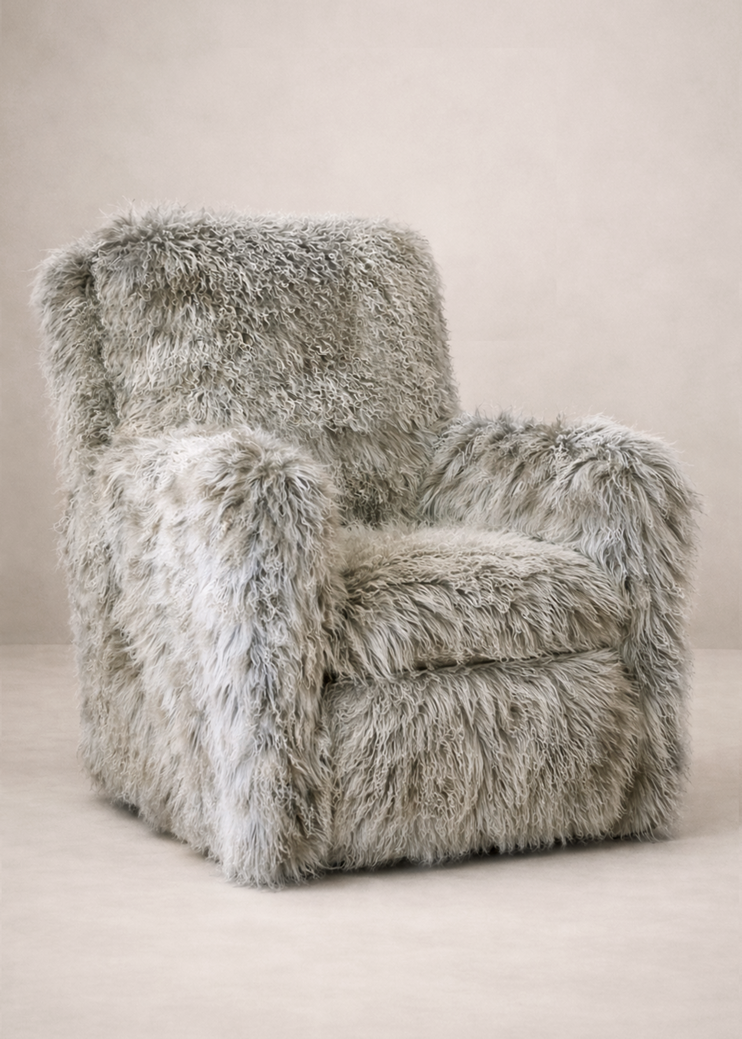 Flynn Gliding Swivel Nursery Recliner - Genuine Tibetan Fur