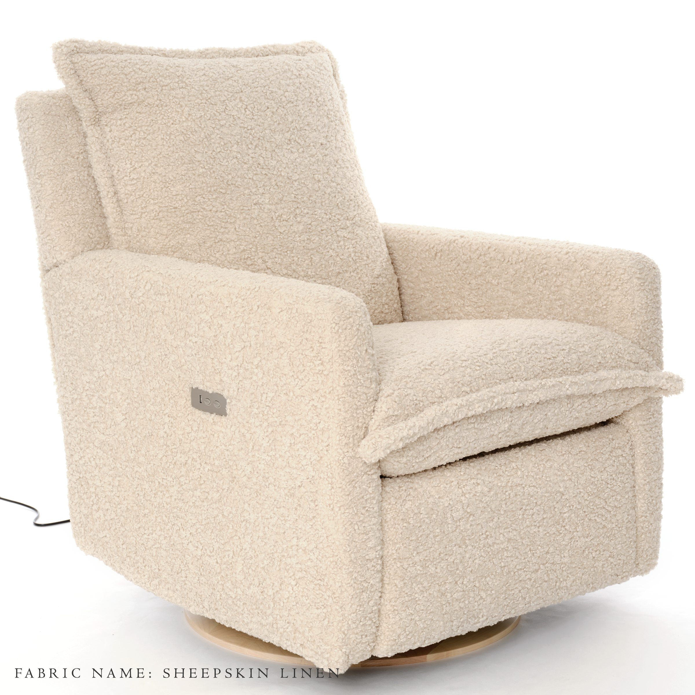 Flynn – Gliding Swivel Nursery Recliner - Sheepskin Linen