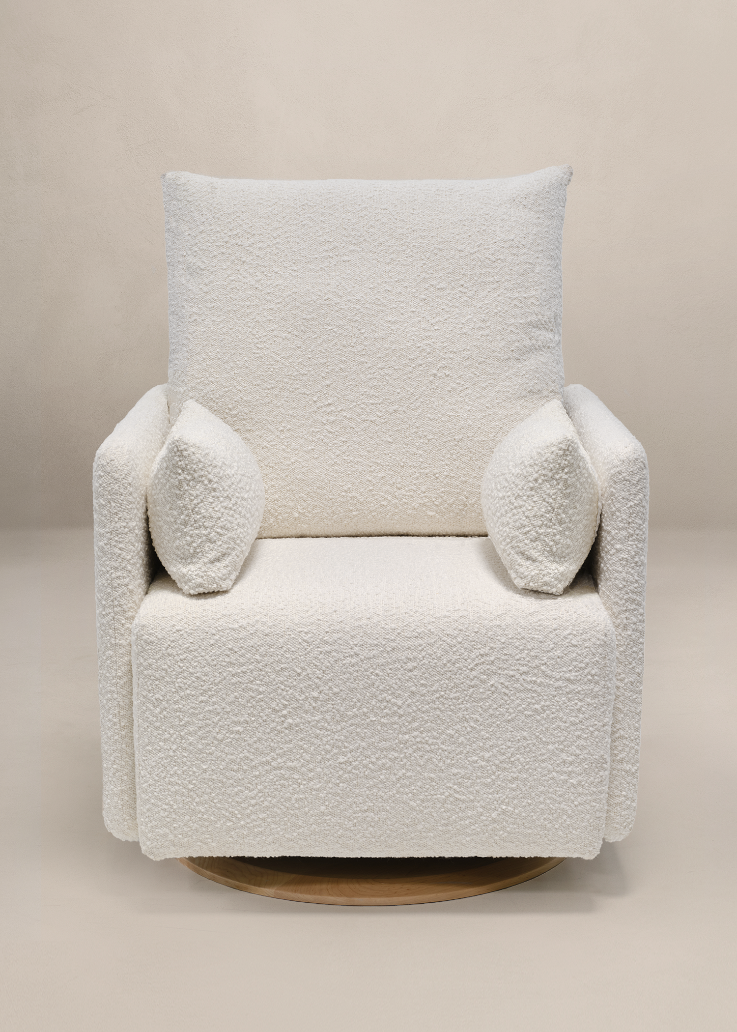 Ollie: Standard Size - Swivel Nursery Glider with Back Recline Feature - High Performance Bouclé Oyster