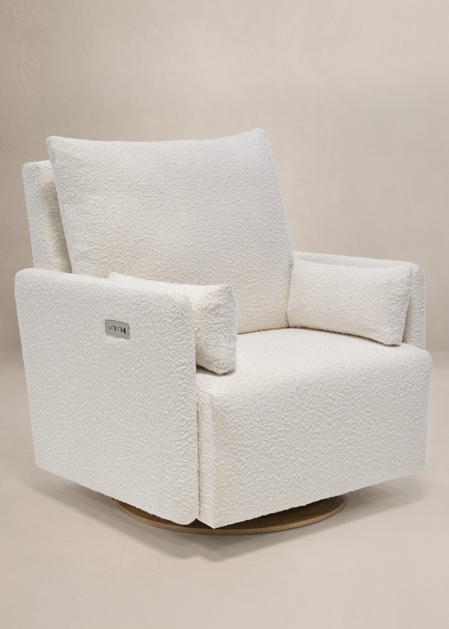 Ollie: a Chair and a Half - Swivel Nursery Glider with Back Recline Feature - High Performance Bouclé Oyster