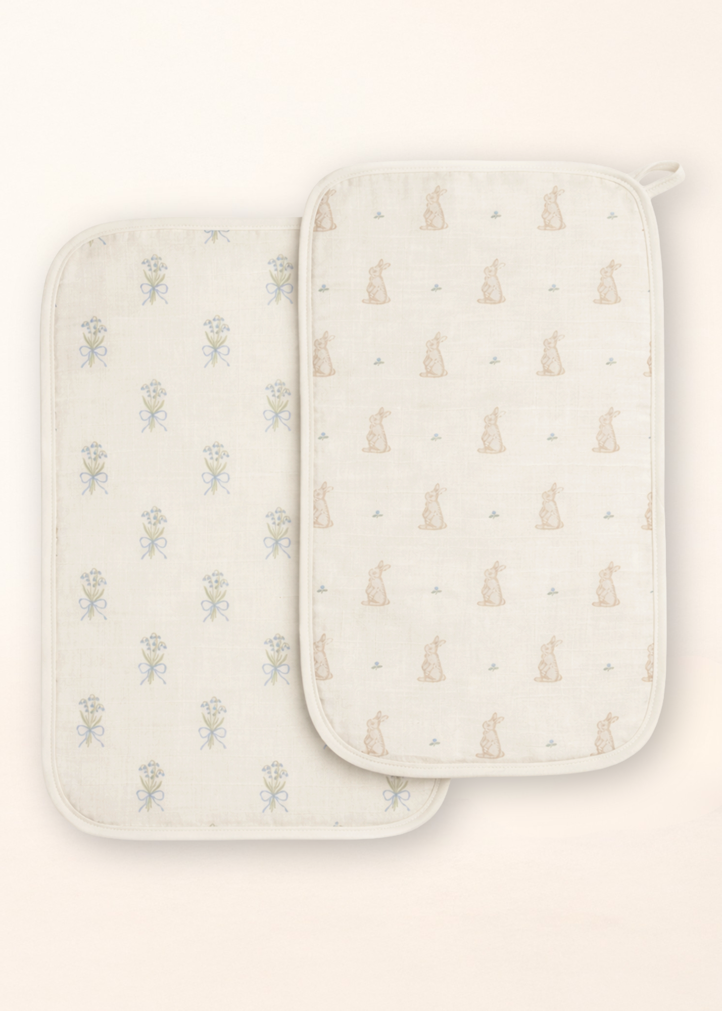 Bunny & Lily of the Valley - Premium Muslin Burp Cloth 2-Pack