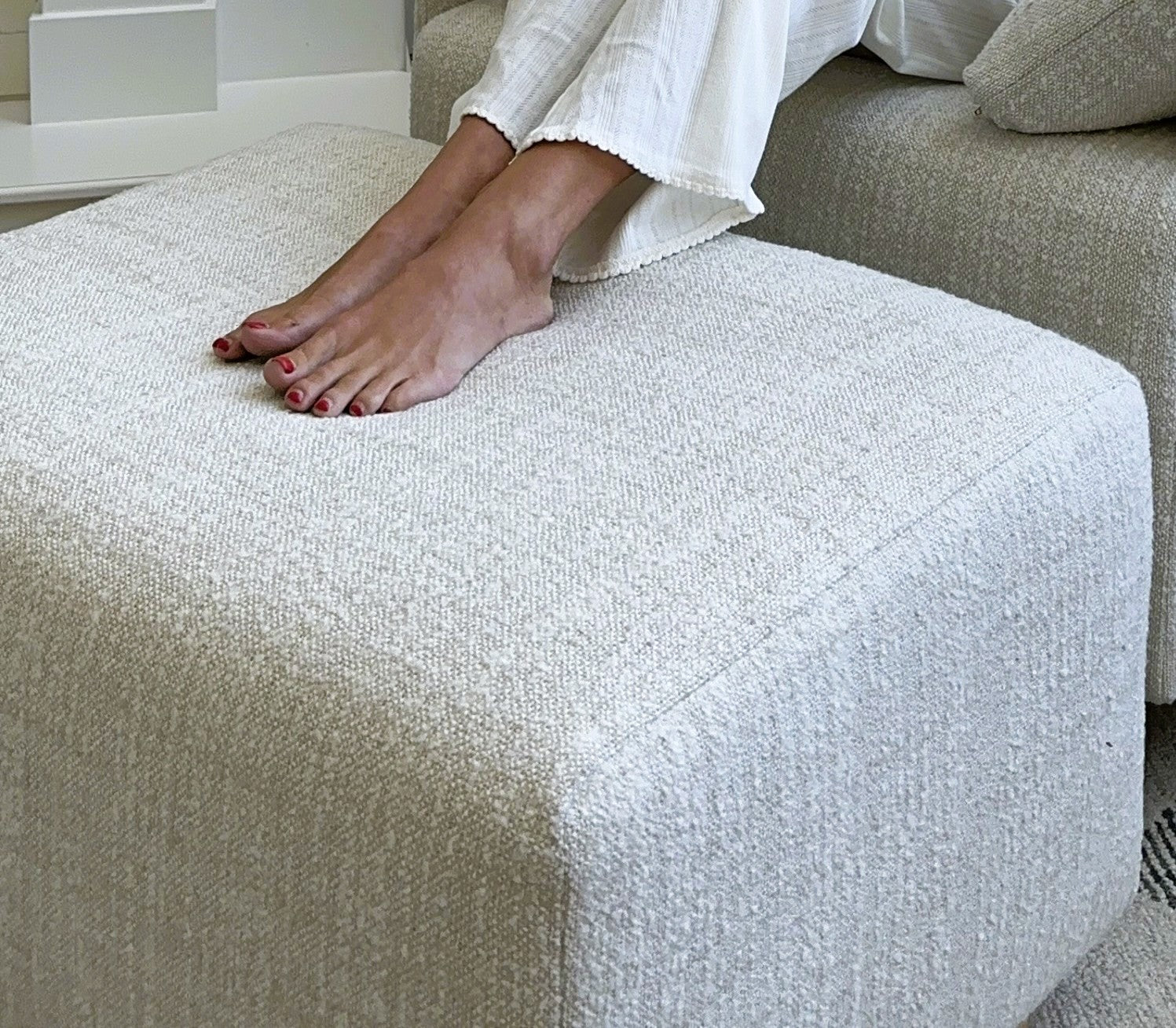 Ollie Ottoman: a Chair and a Half - Stationary Rectangle Ottoman With Wood Legs