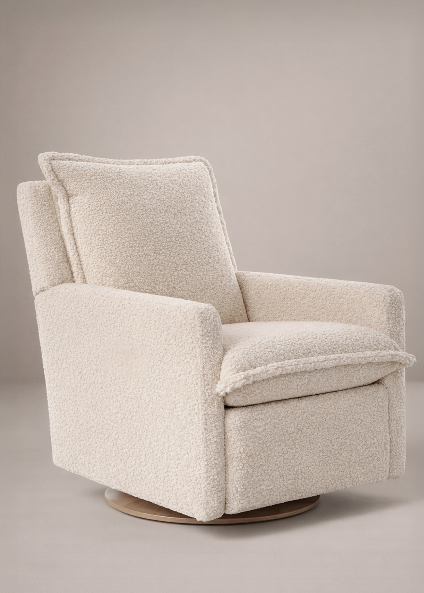 Flynn – Gliding Swivel Nursery Recliner - Manual Recline - Sheepskin Linen