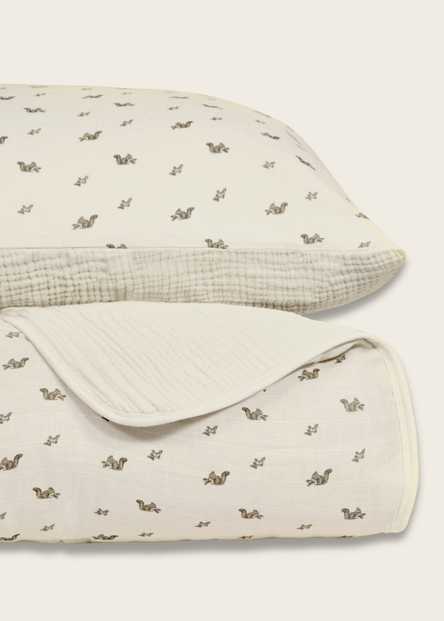 Squirrel - Premium Muslin Crib Quilt & Sham Set
