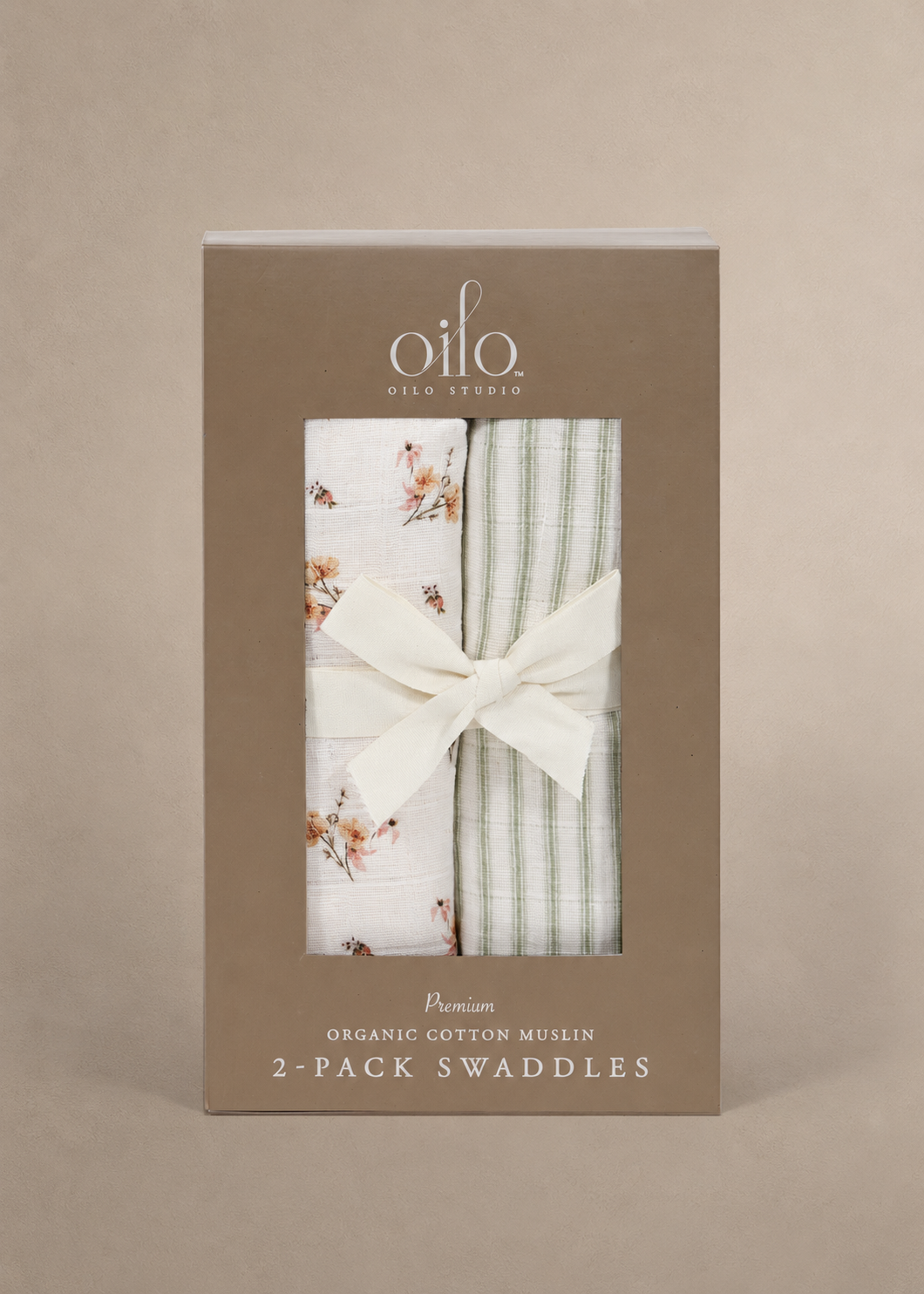 Dainty Floral & Sea Moss Sage Green Stripe - Muslin Swaddle Blanket Set