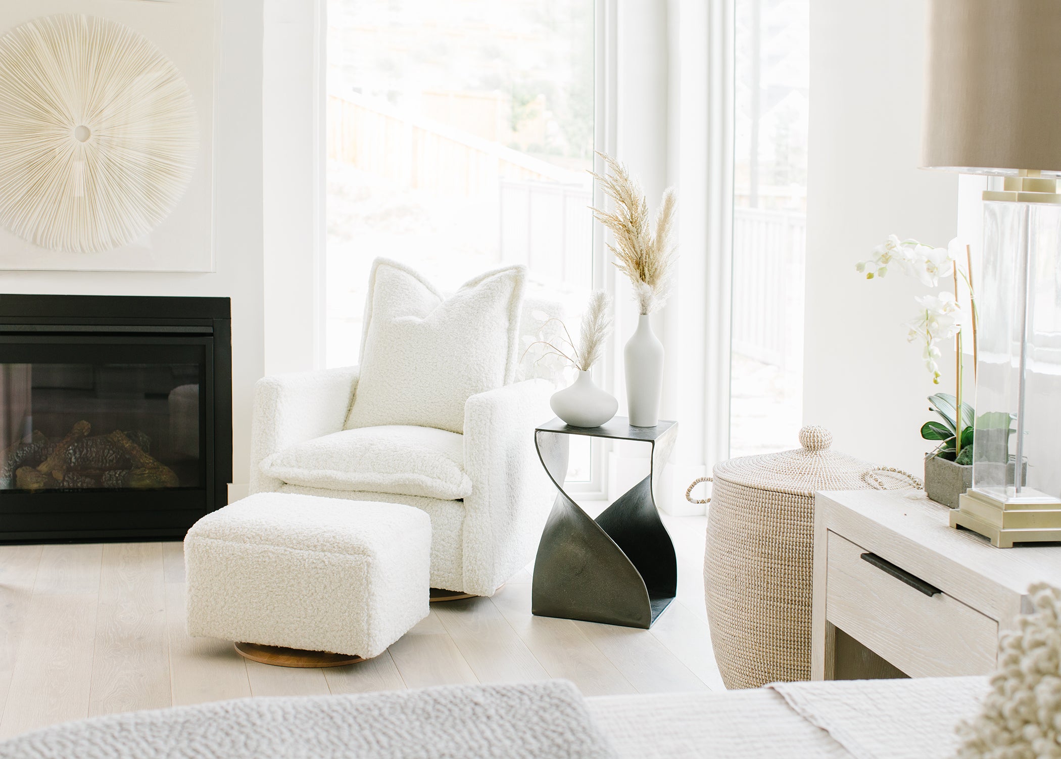 Small Stationary Rectangle Ottoman With Wood Base