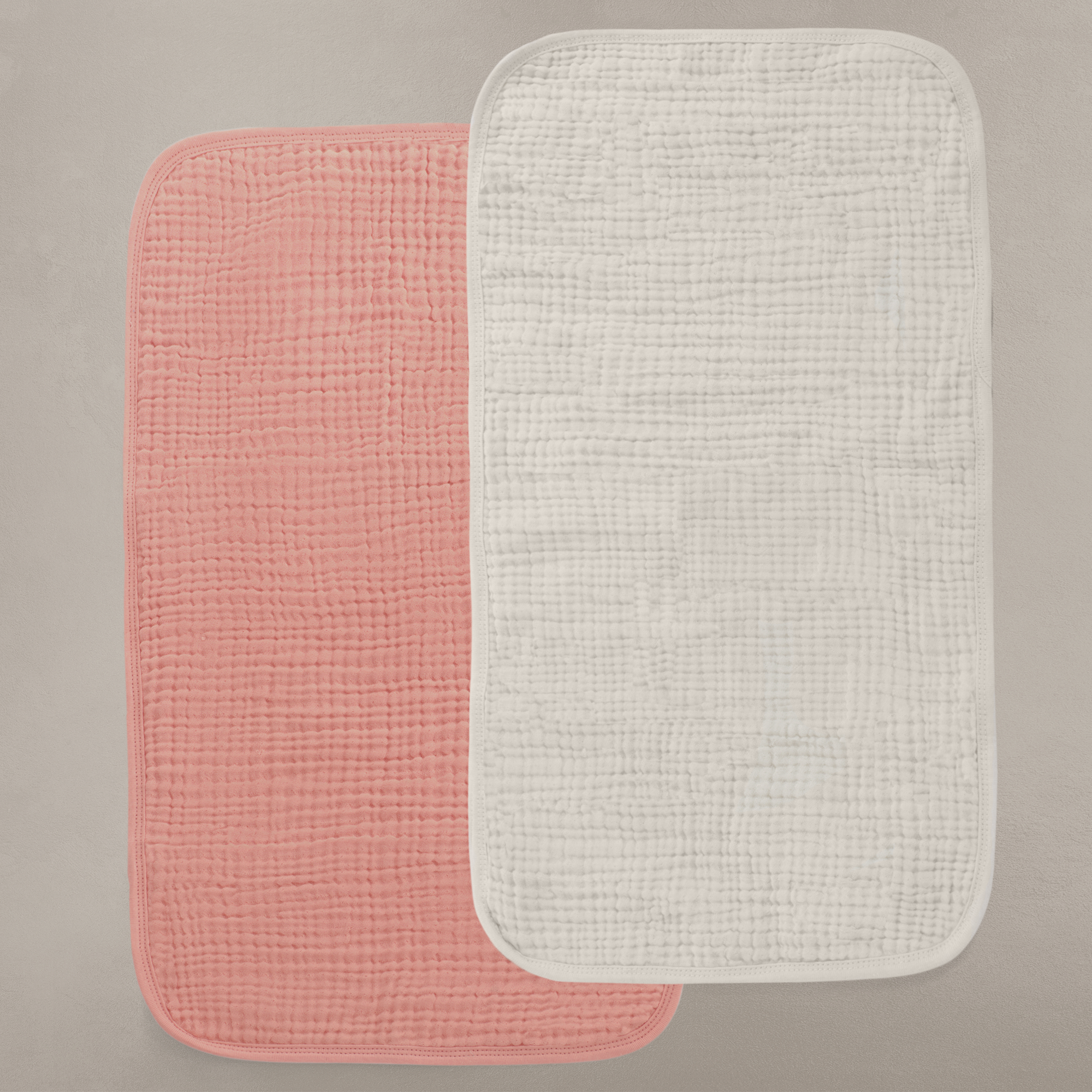 &#39;Eggshell&#39; Creme &amp; &#39;Rosette&#39; Pink - Premium Muslin Burp Cloth 2-Pack