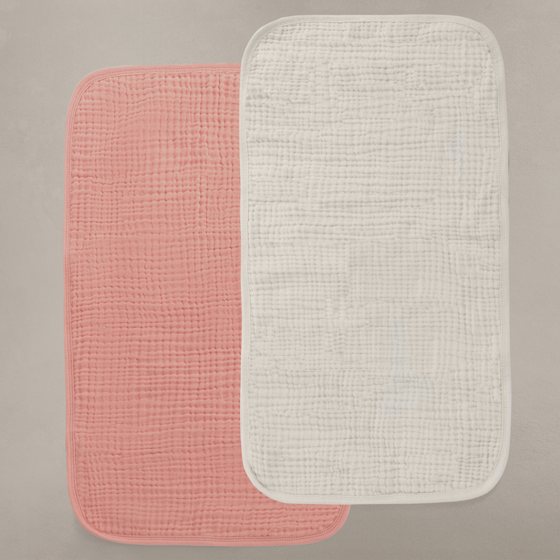 'Eggshell' Creme & 'Rosette' Pink - Premium Muslin Burp Cloth 2-Pack