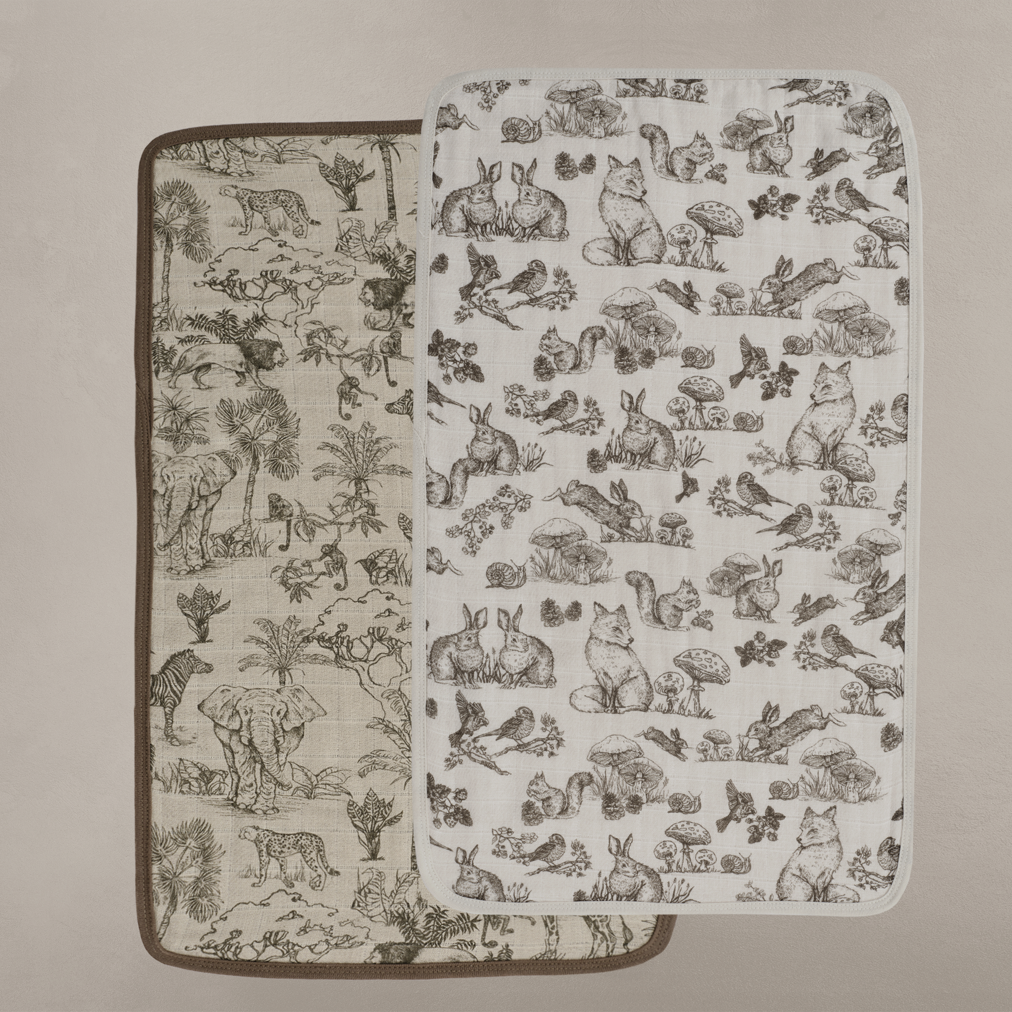 'Vintage Safari' & 'Woodland' Nursery - Muslin Burp Cloth 2-Pack