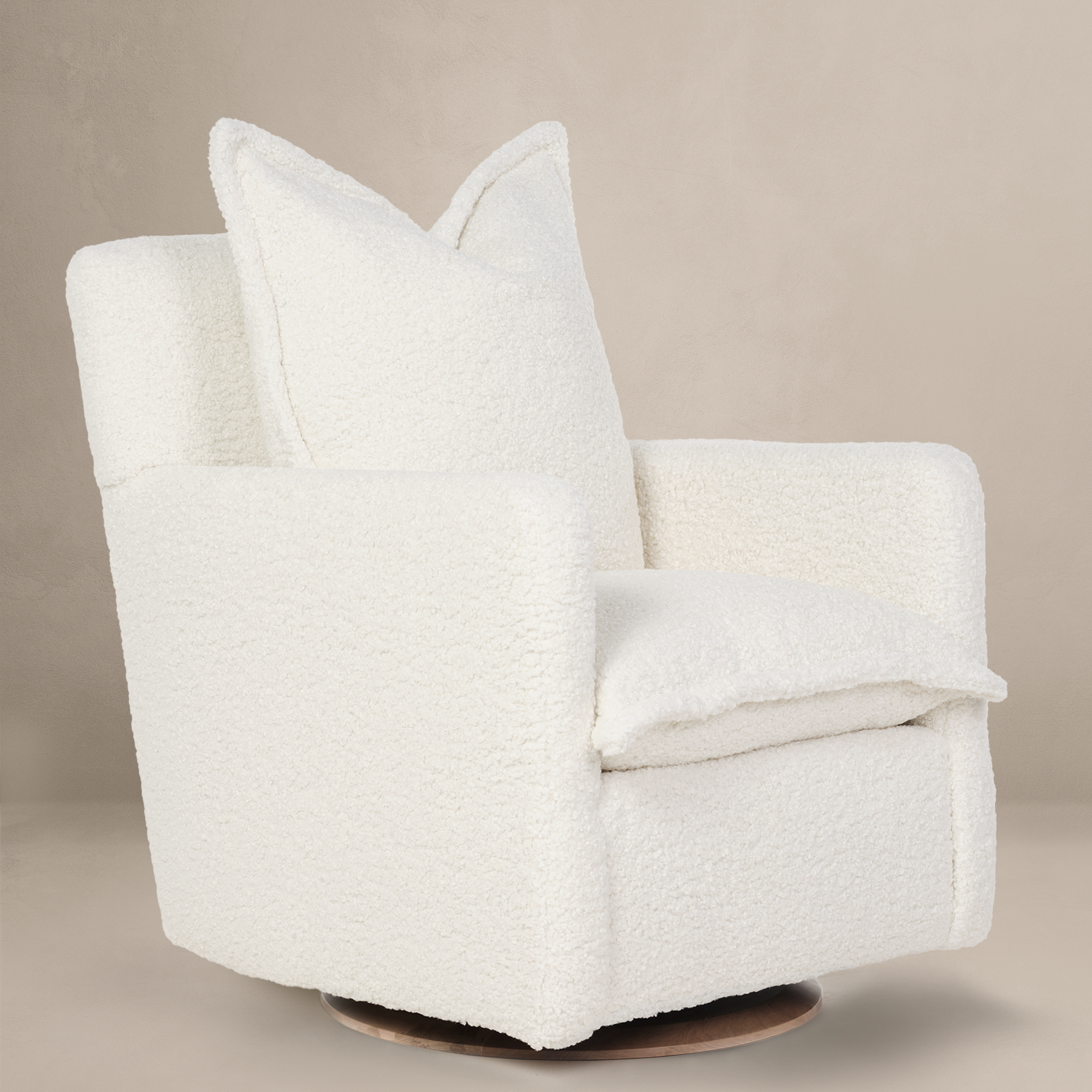 Sheepskin Cloud White Nola Swivel Nursery Glider Oilo Studio