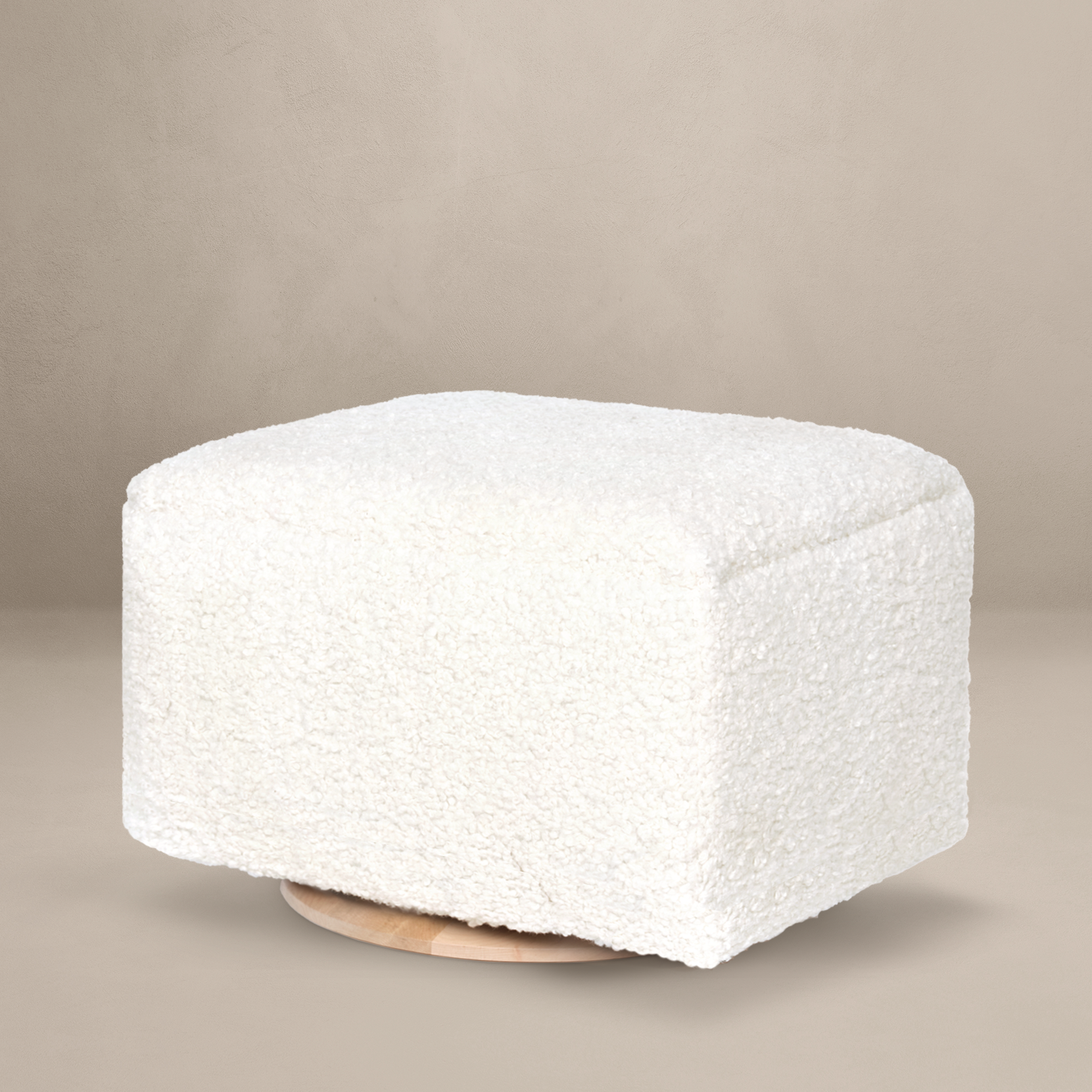 SMALL STATIONARY RECTANGLE OTTOMAN WITH WOOD BASE