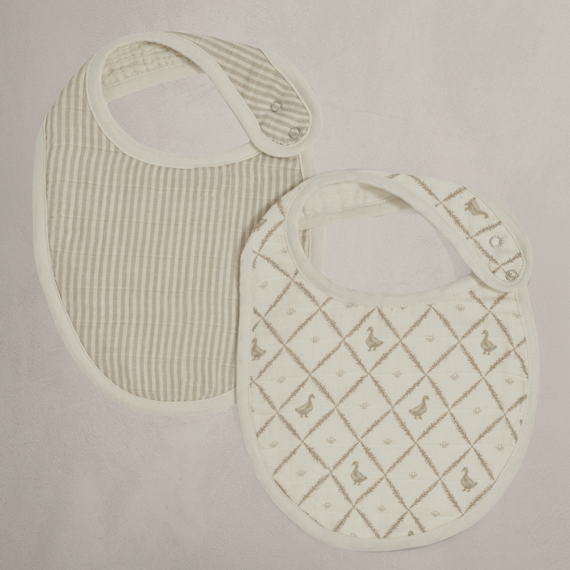 Bear' Brown Striped 'Duck' Muslin Bib Set Oilo™ Studio