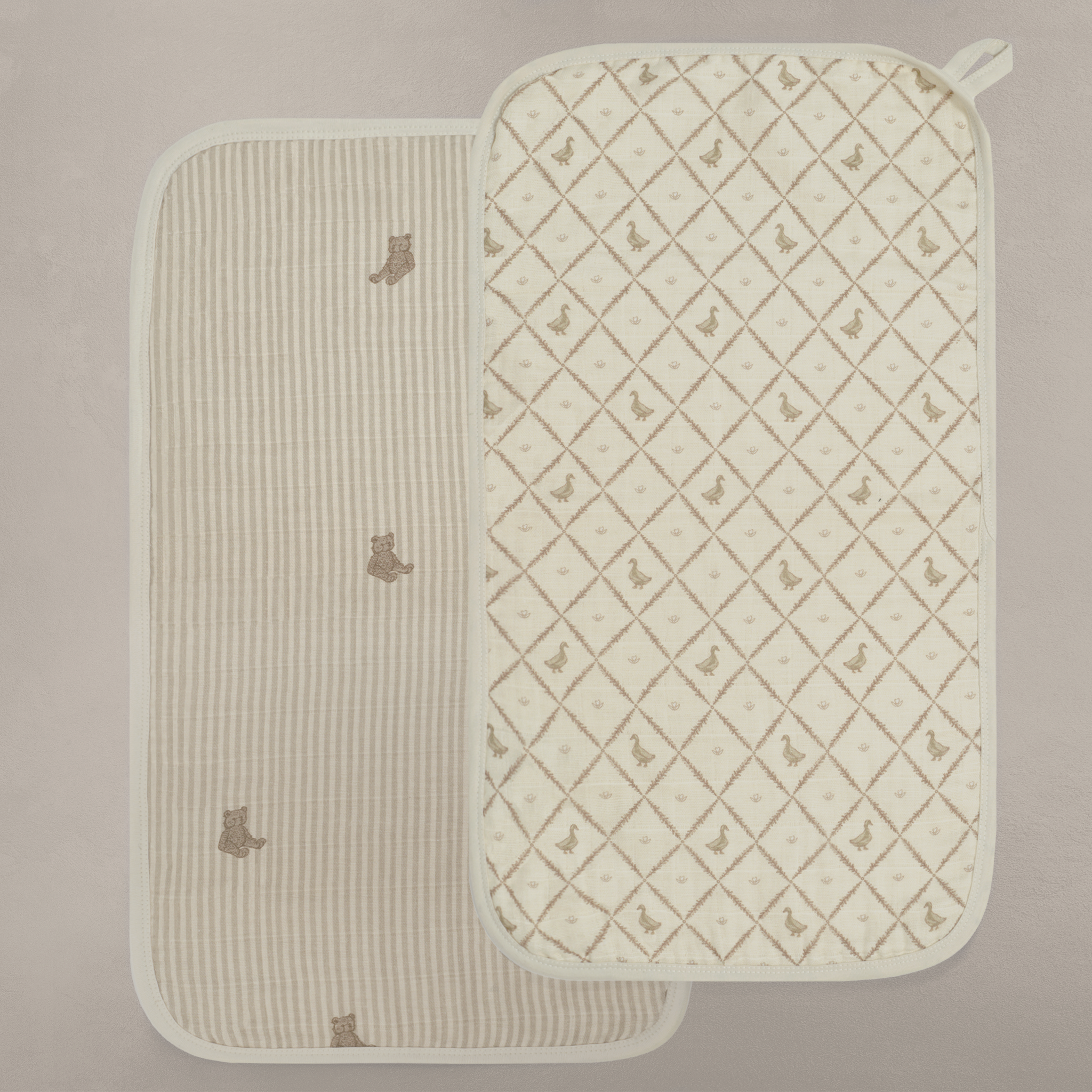'Bear' & 'Duck' - Premium Muslin Burp Cloth 2-Pack
