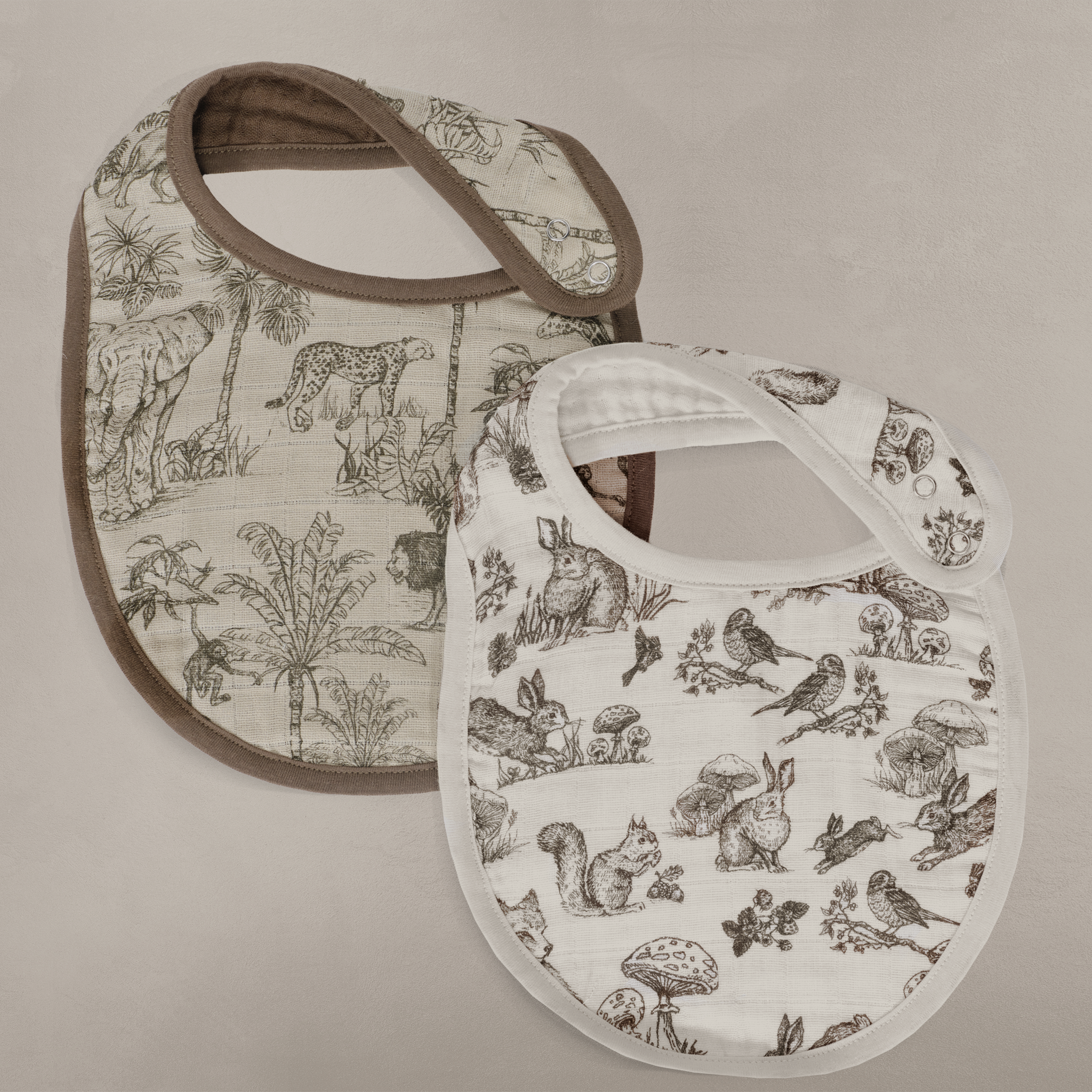 'Vintage Safari' & 'Woodland' Nursery - Muslin Bib 2-Pack