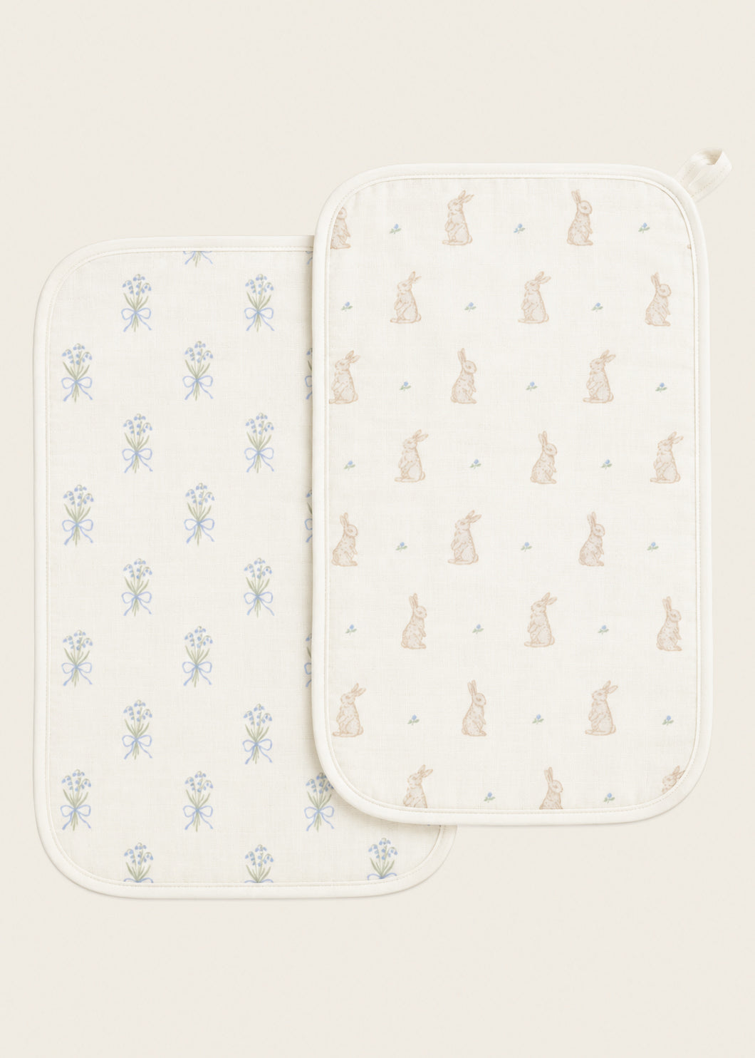 Bunny & Lily of the Valley - Premium Muslin Burp Cloth 2-Pack