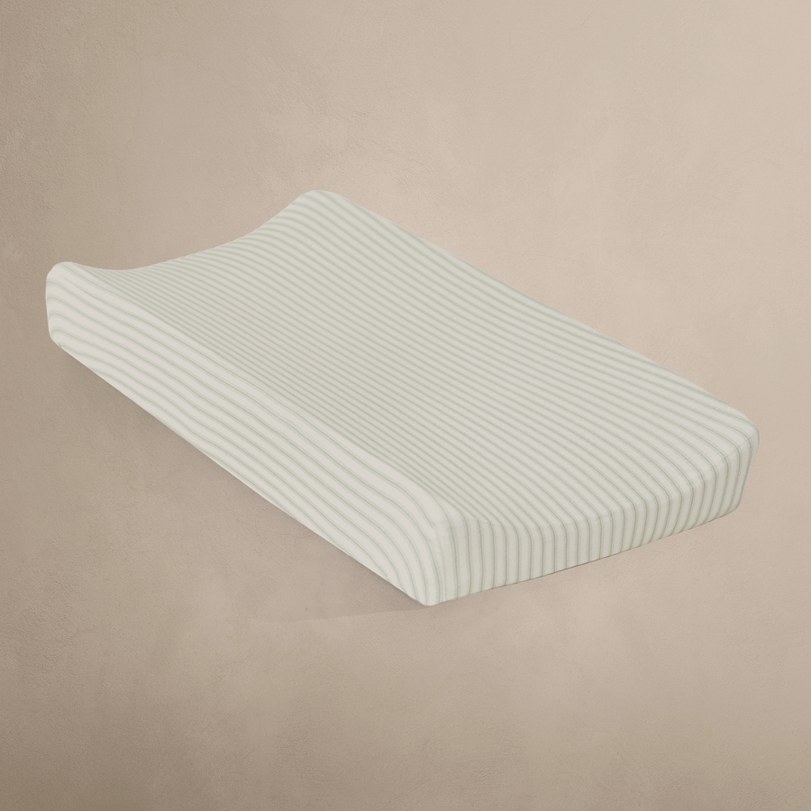 'Sea Moss' Sage Green Stripe - Changing Pad Cover
