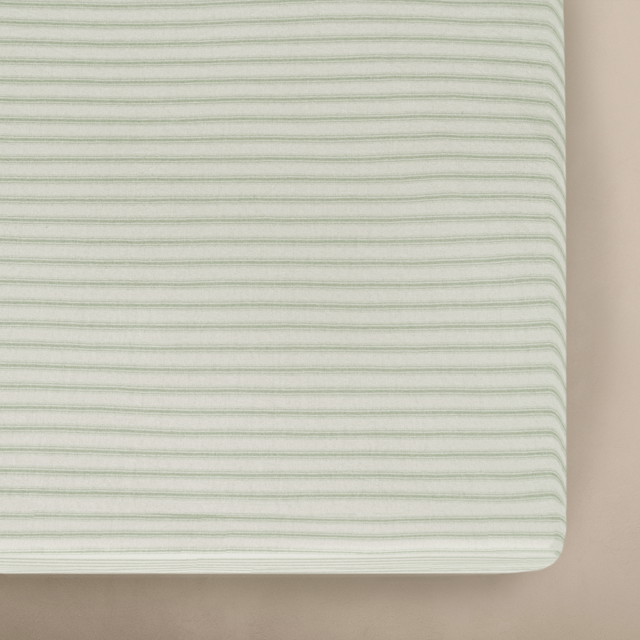 'Sea Moss' Sage Green Stripe - Crib Sheet