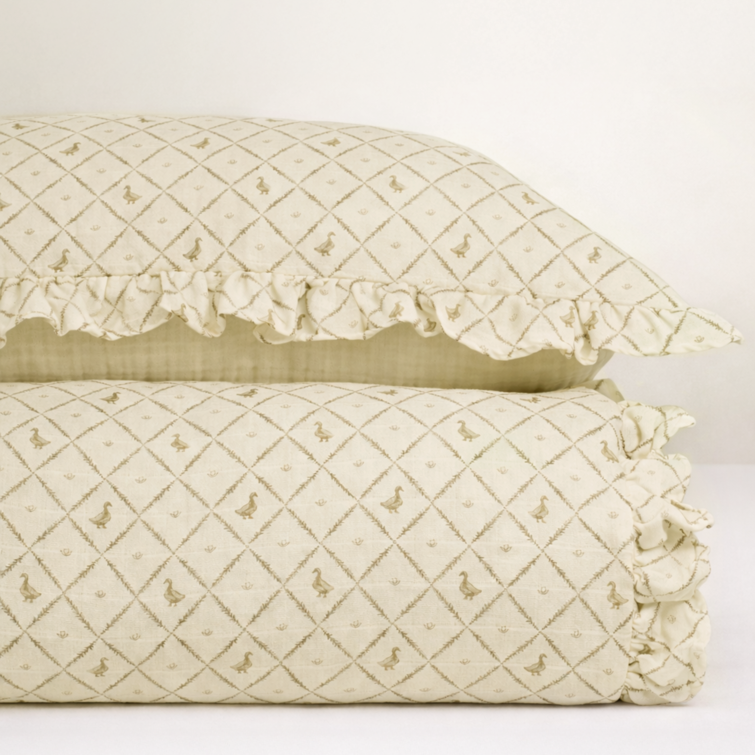 Butter Yellow Duck - Premium Muslin Crib Quilt & Sham Set