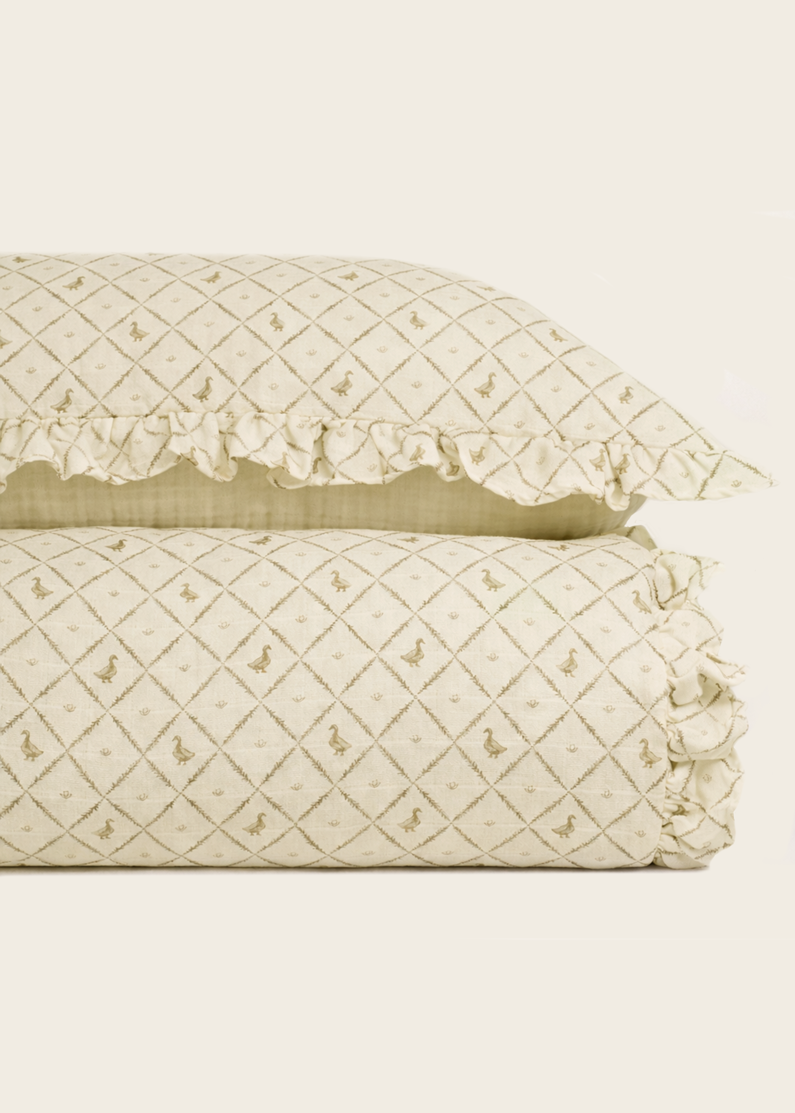 Butter Yellow Duck - Premium Muslin Crib Quilt & Sham Set