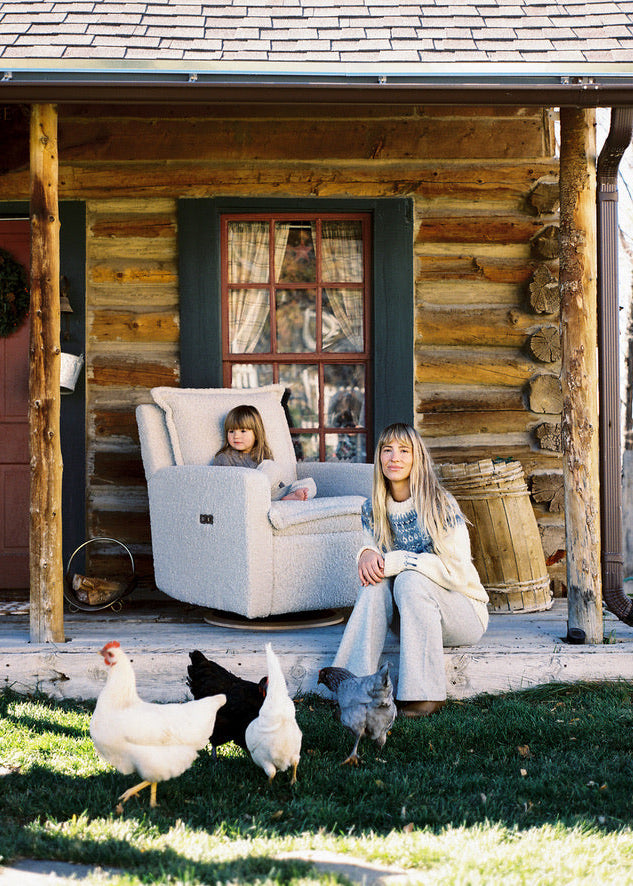 Flynn – Gliding Swivel Nursery Recliner - Sheepskin Linen