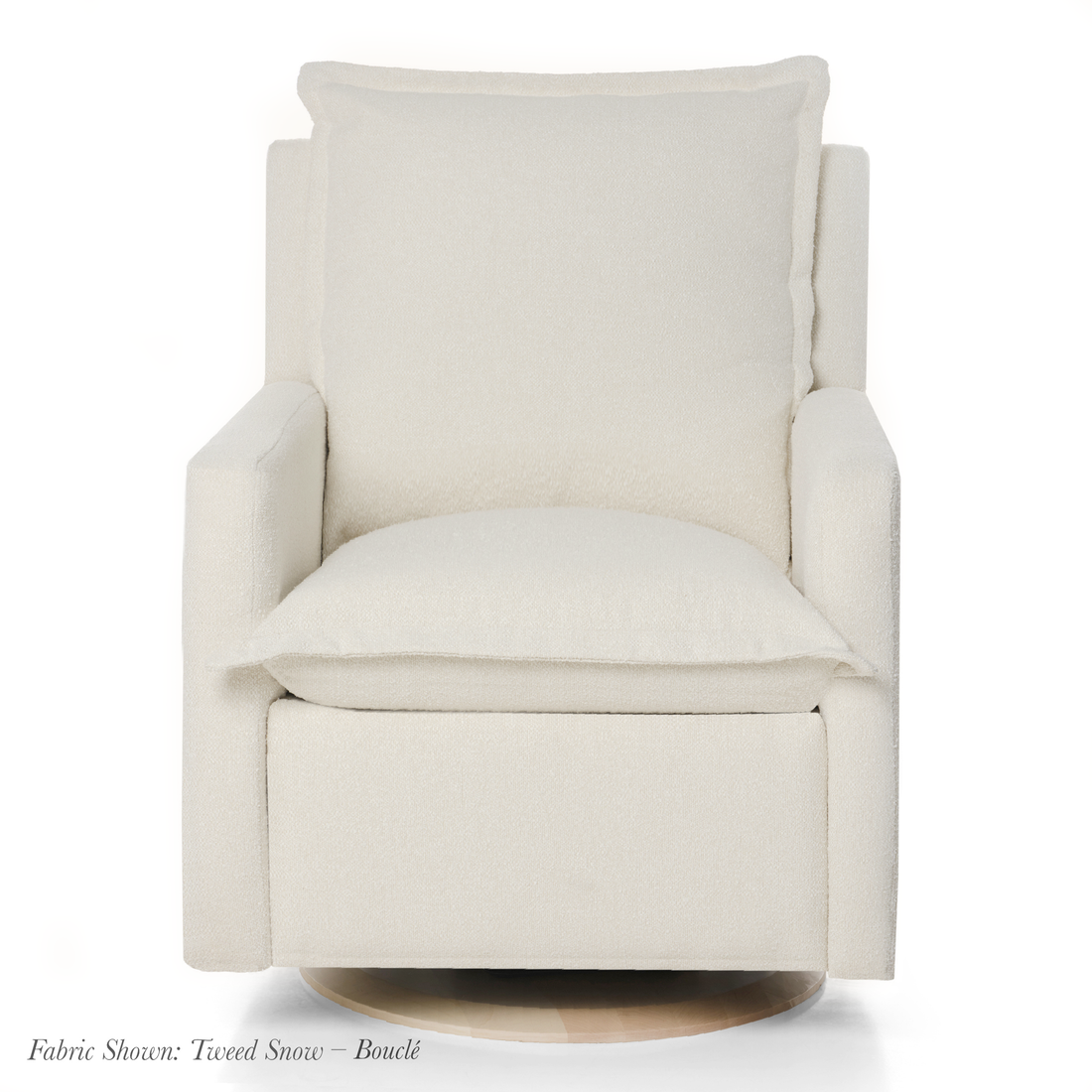 FLYNN – Gliding Swivel Nursery Recliner – High Performance Tweed Snow Bouclé