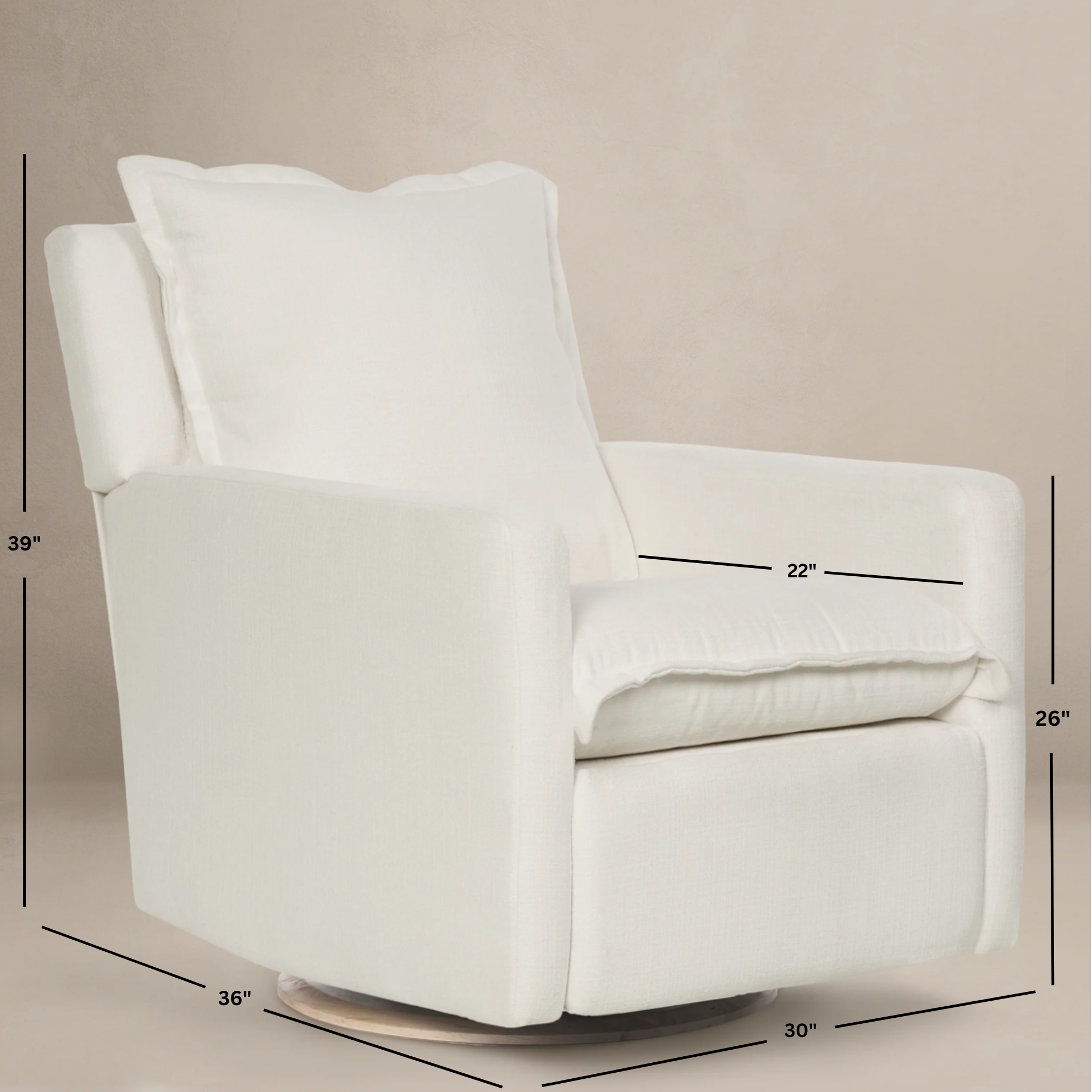 Flynn – Gliding Swivel Nursery Recliner - High Performance Ivory