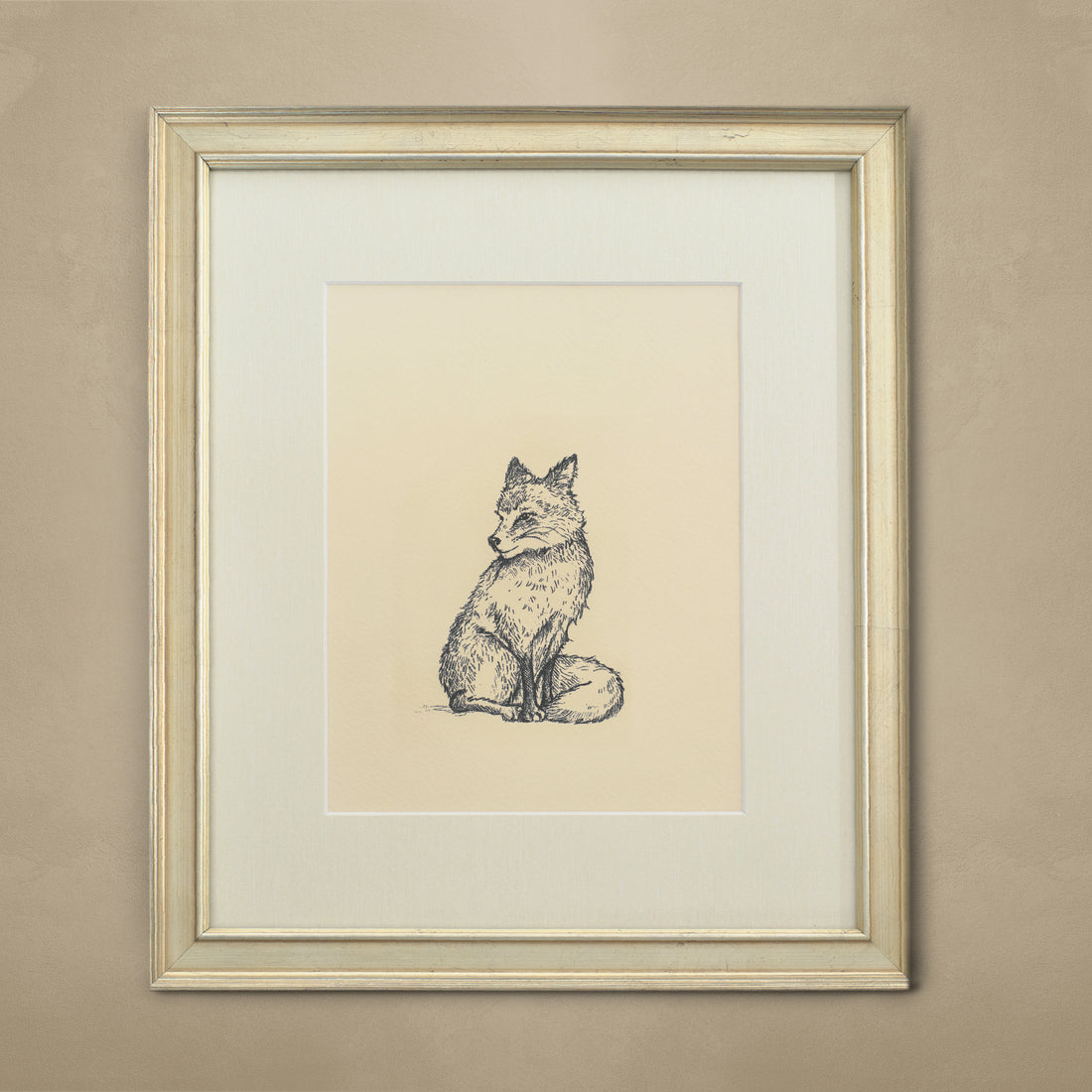 The 'Fox' Framed Art - White Gold Frame