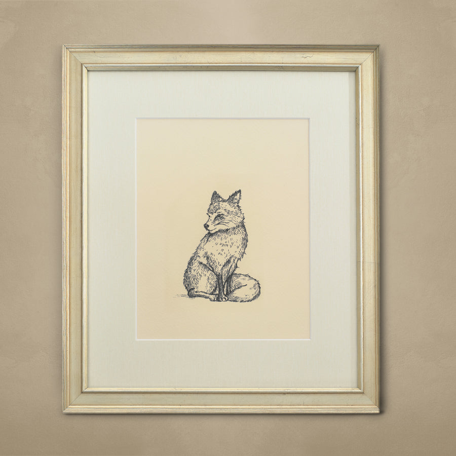 The 'Fox' Framed Art - White Gold Frame