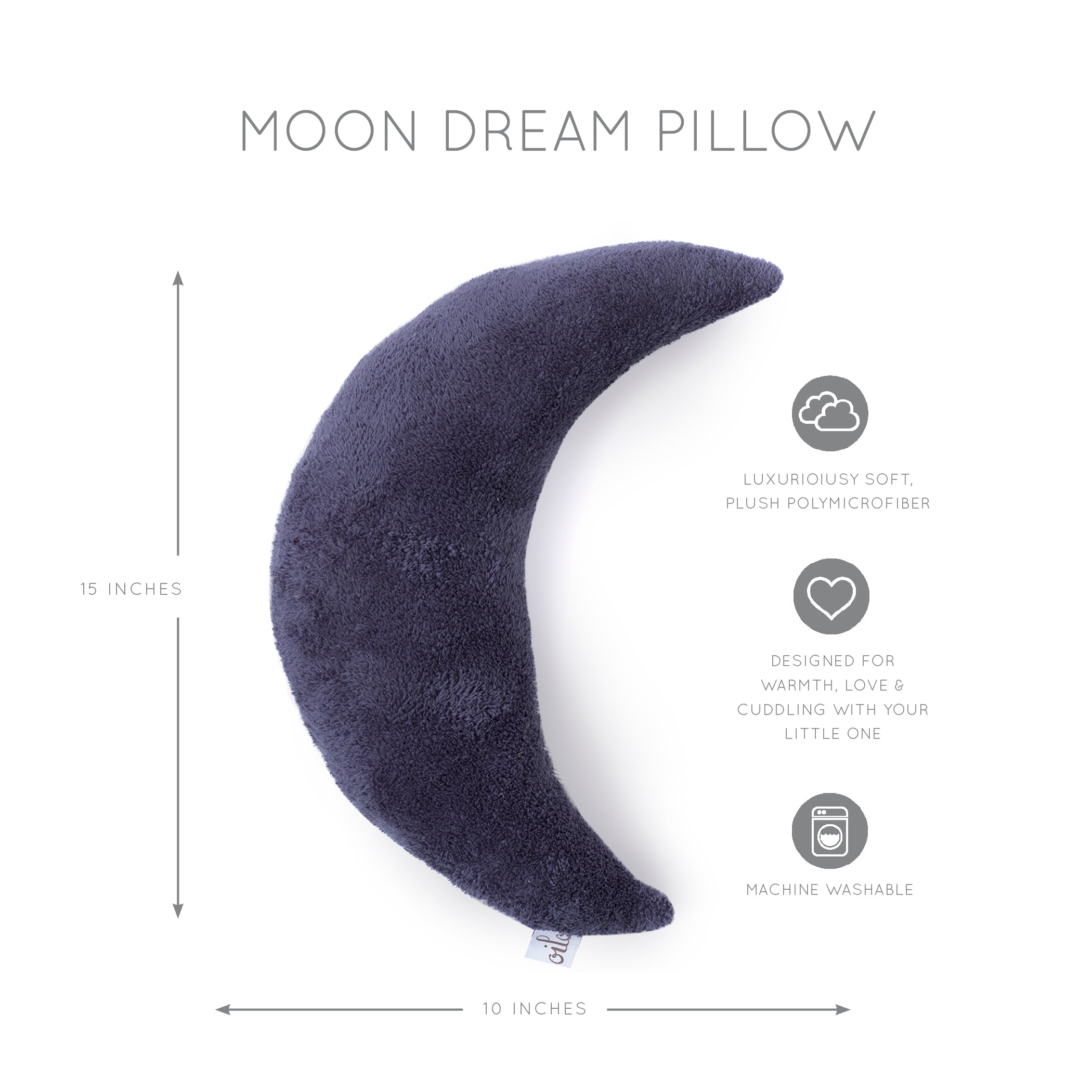 Plush Moon Dream Pillow - Pewter Gray