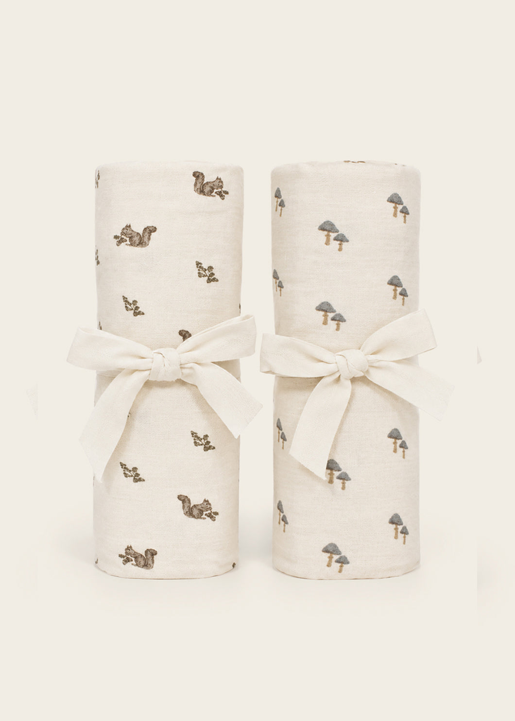 Squirrel & Mushroom - Jersey Swaddle Blanket Set