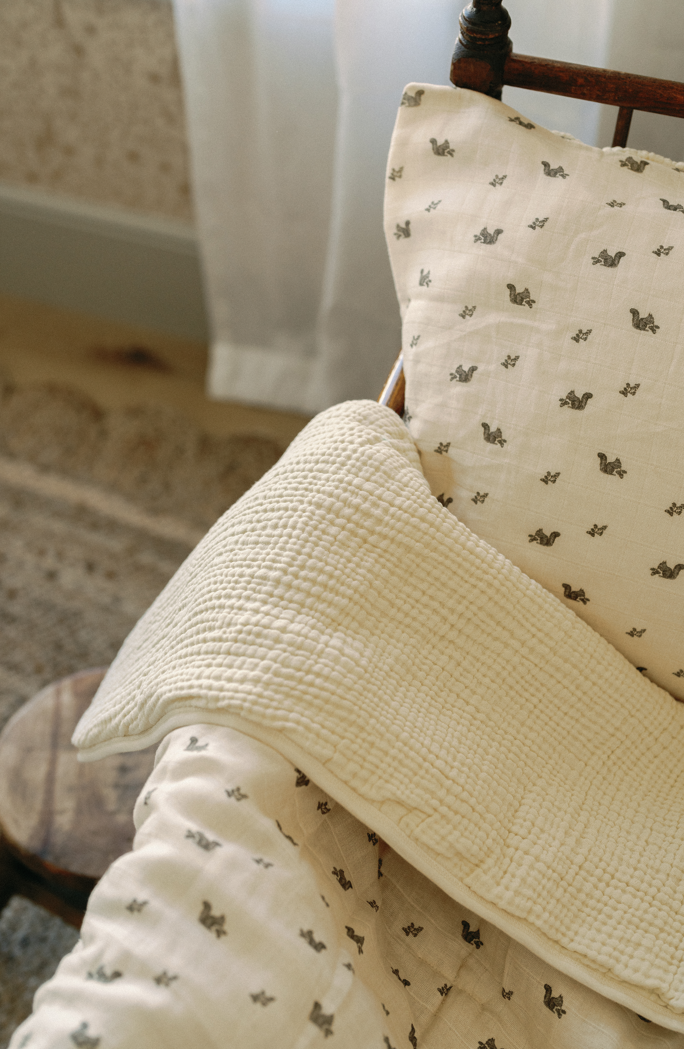 Squirrel - Premium Muslin Crib Quilt & Sham