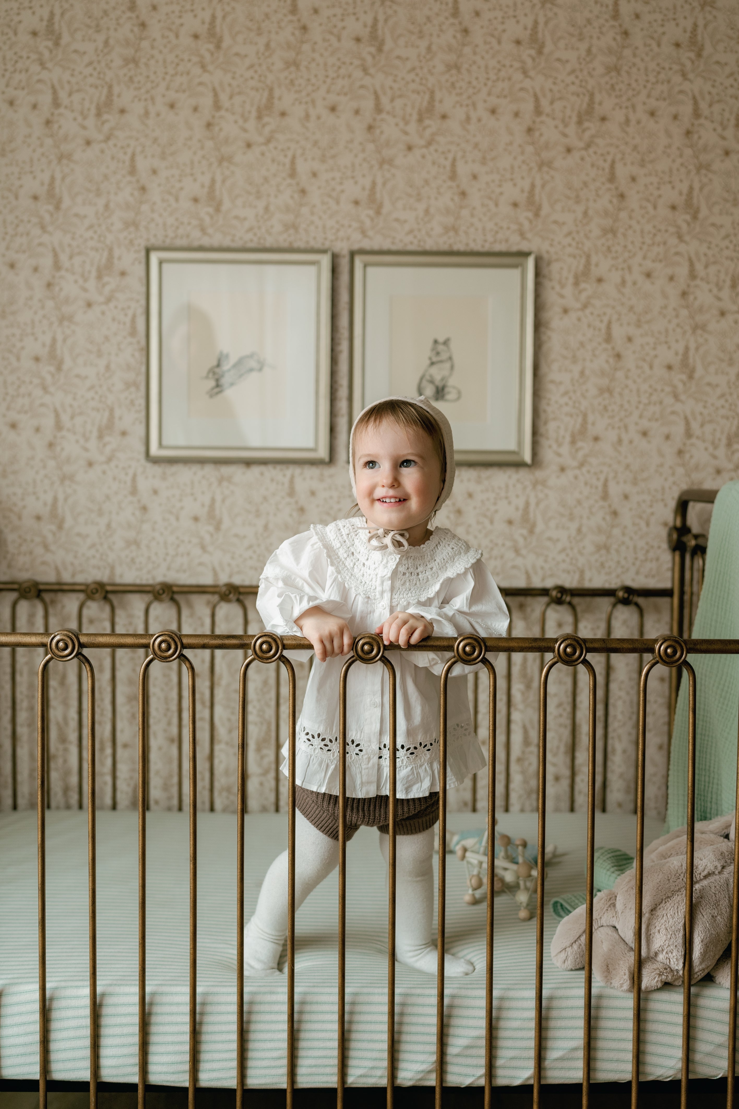 'Sea Moss' Sage Green Stripe - Crib Sheet