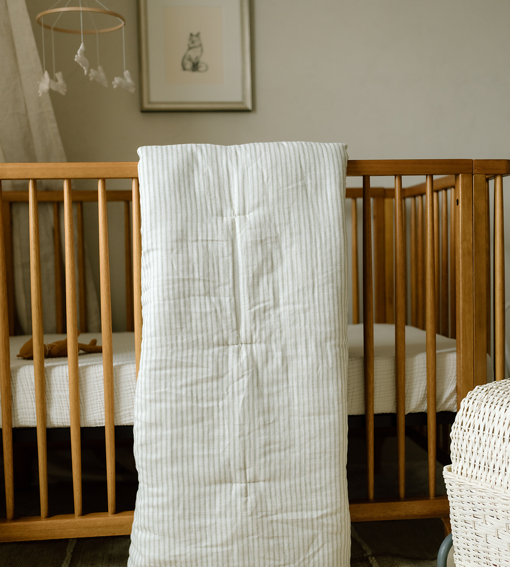 Sage Green Striped Nursery Bedding Collection Oilo™ Studio