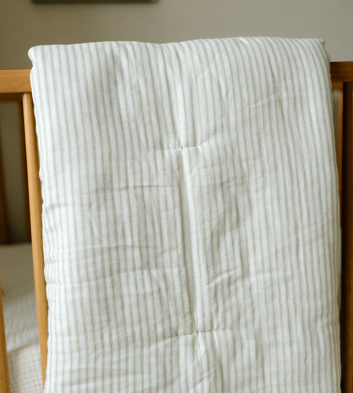 Sage Green Striped Nursery Bedding Collection | Oilo™ Studio