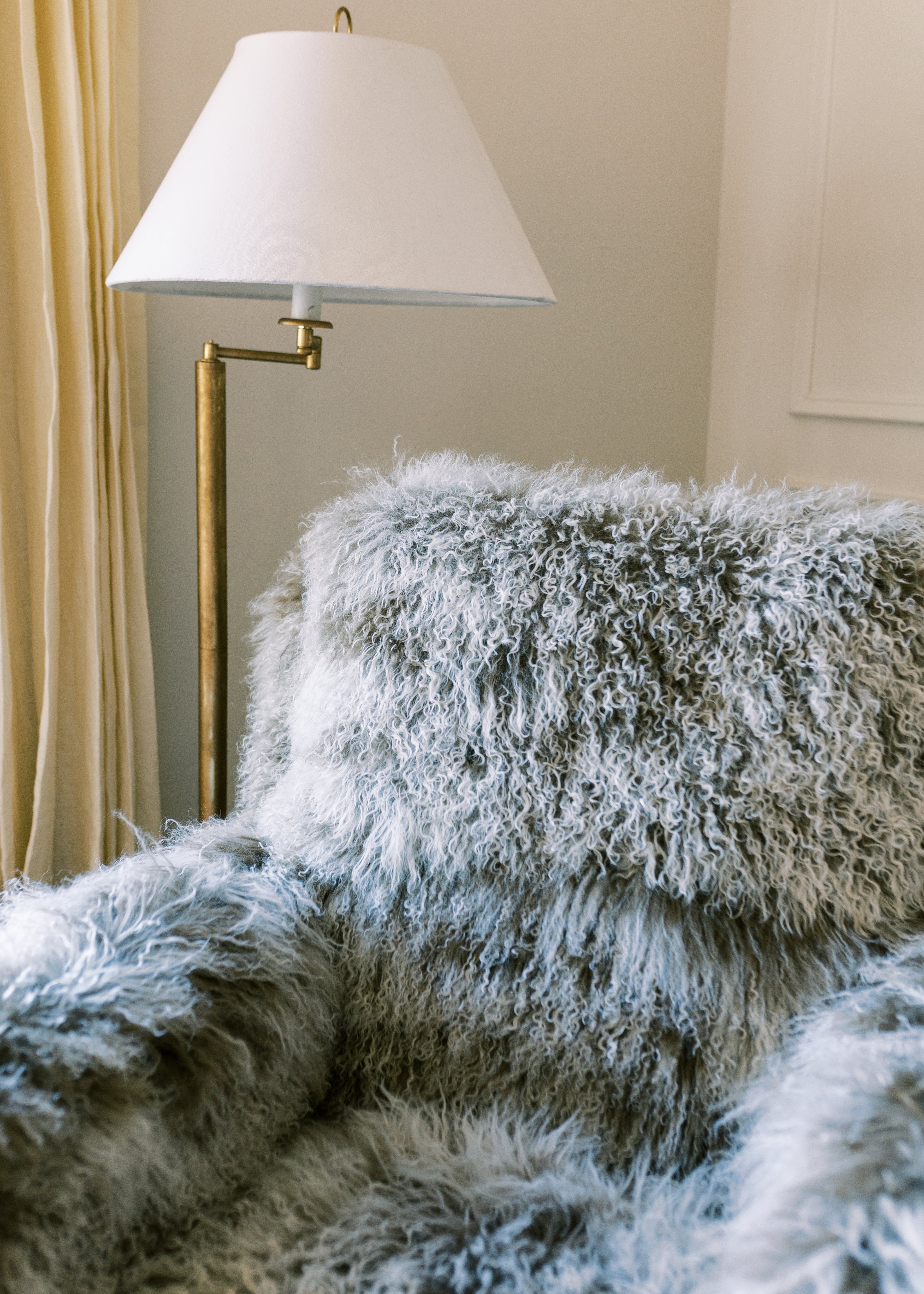 Flynn Gliding Swivel Nursery Recliner - Genuine Tibetan Fur