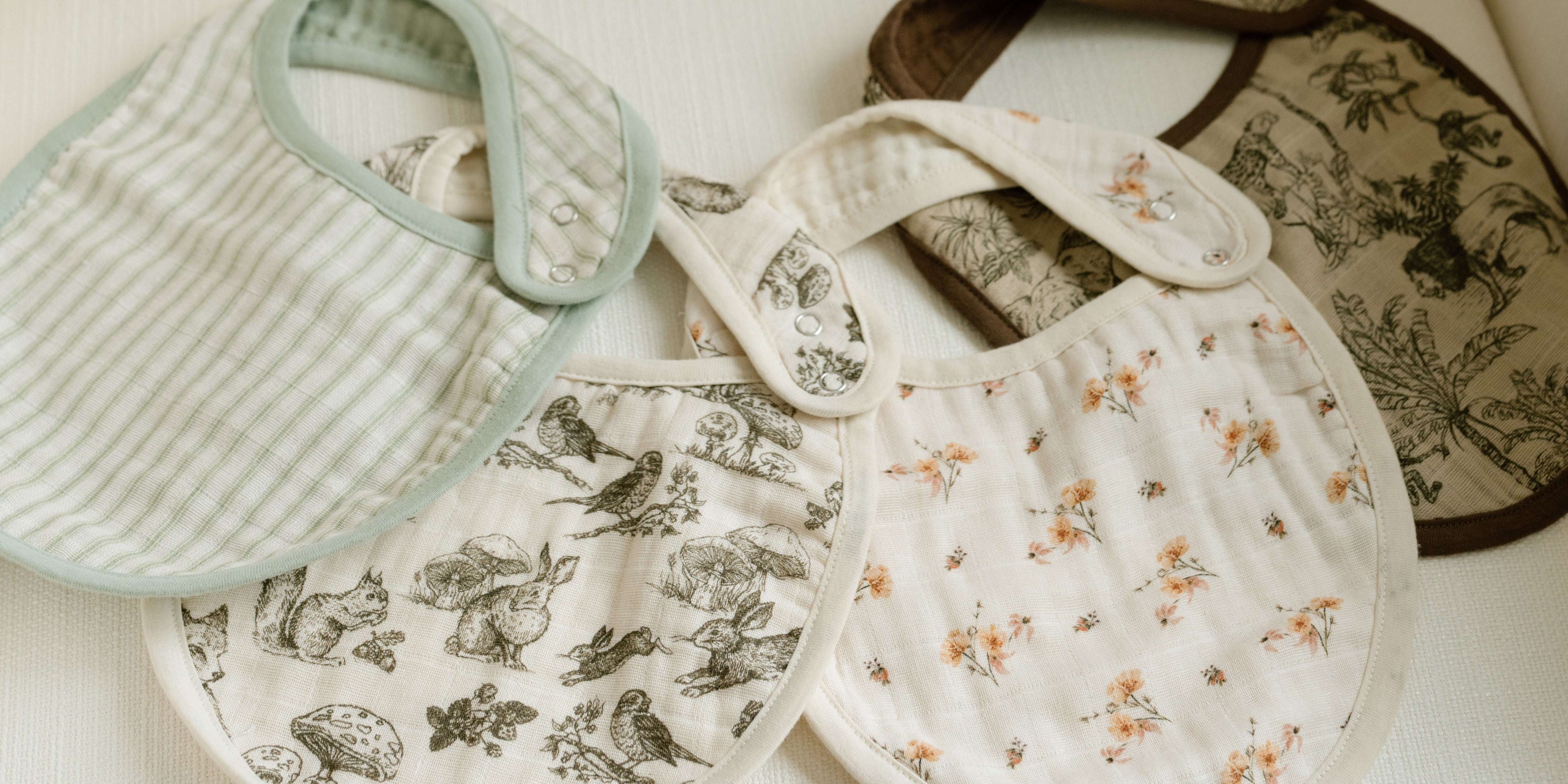 Olive Muslin Ruffle U-Bib
